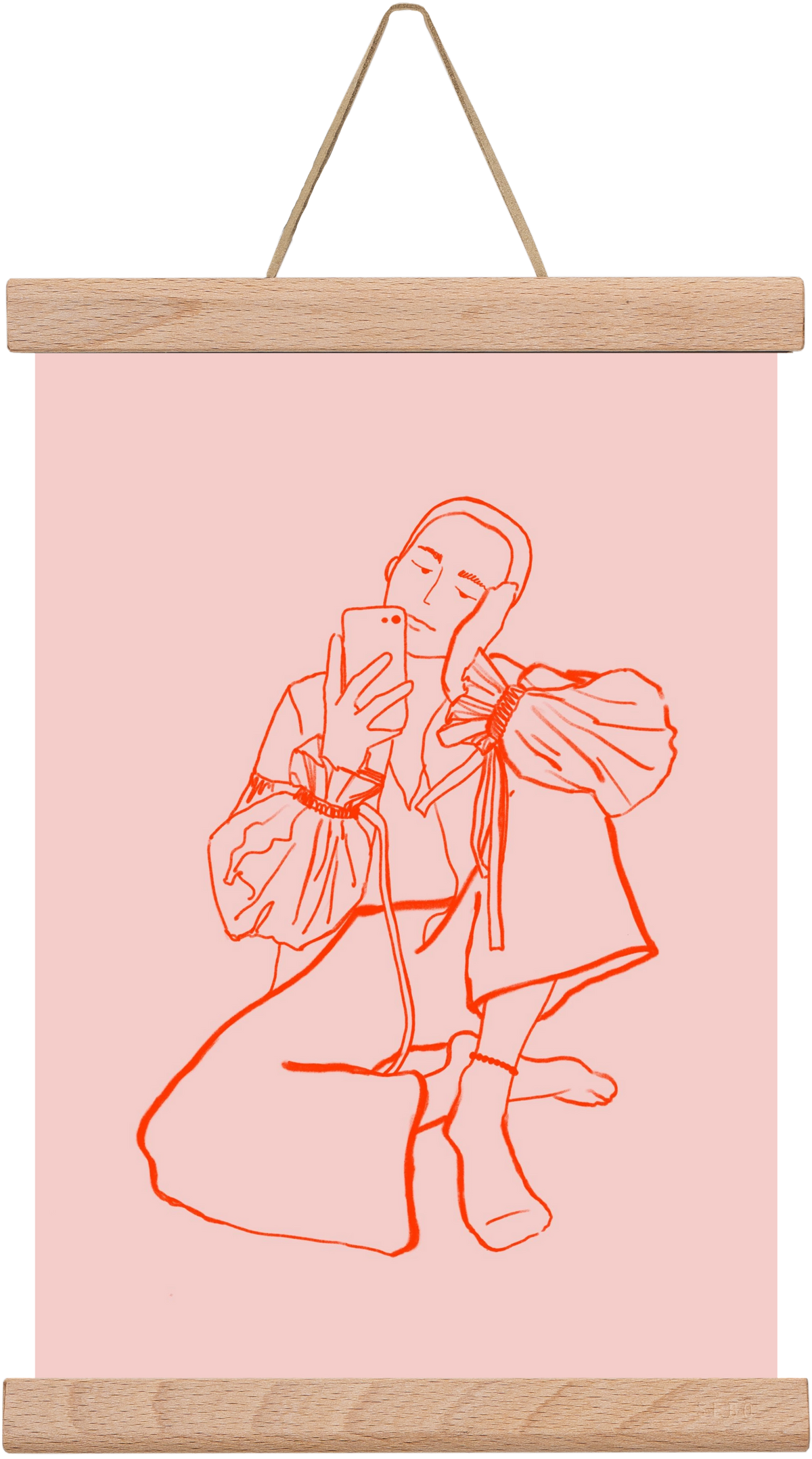 MIRROR SELFIE PINK, 20x30 cm (20x30 cm), Tölgy akasztó