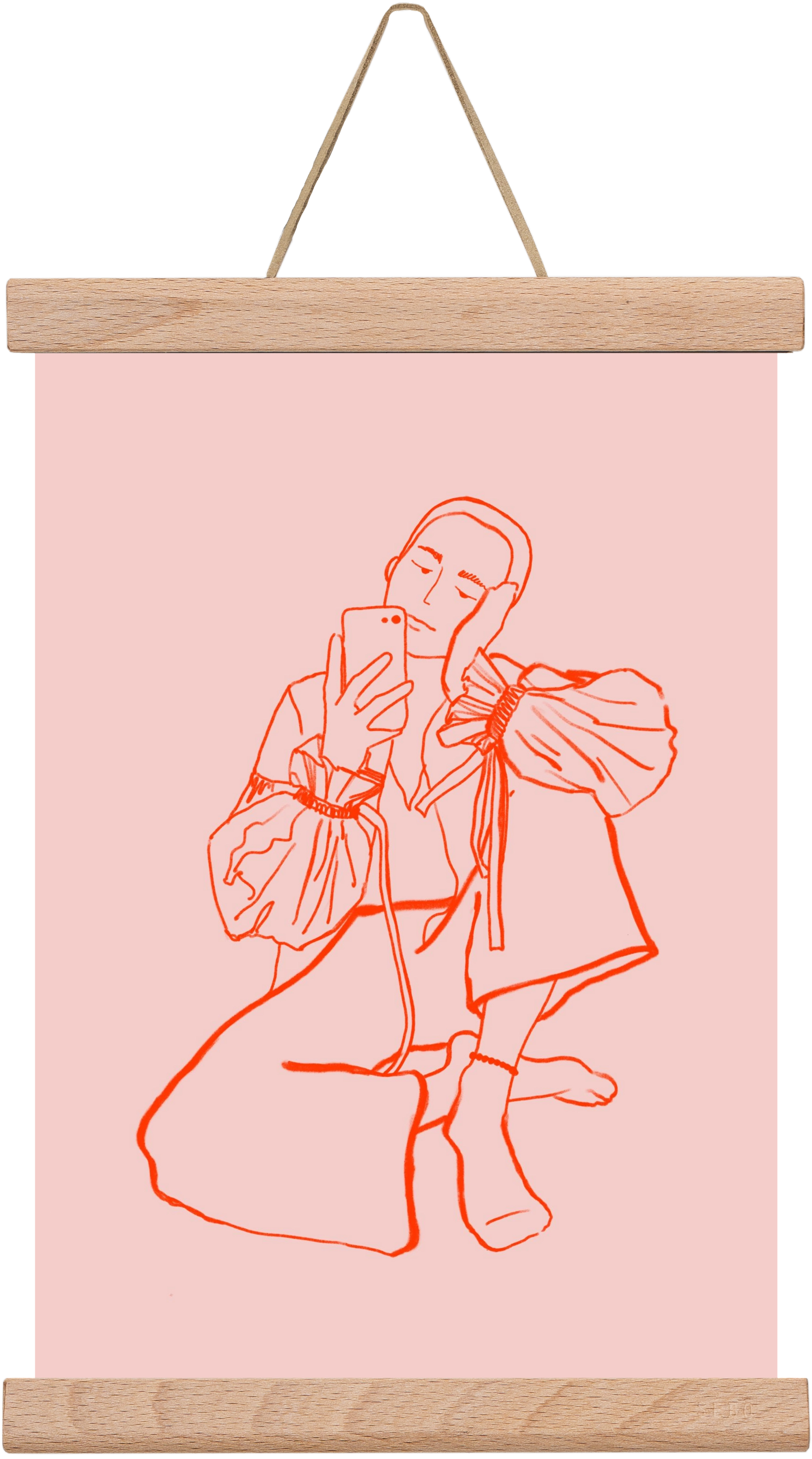 MIRROR SELFIE PINK, 20x30 cm (20x30 cm), Tölgy akasztó