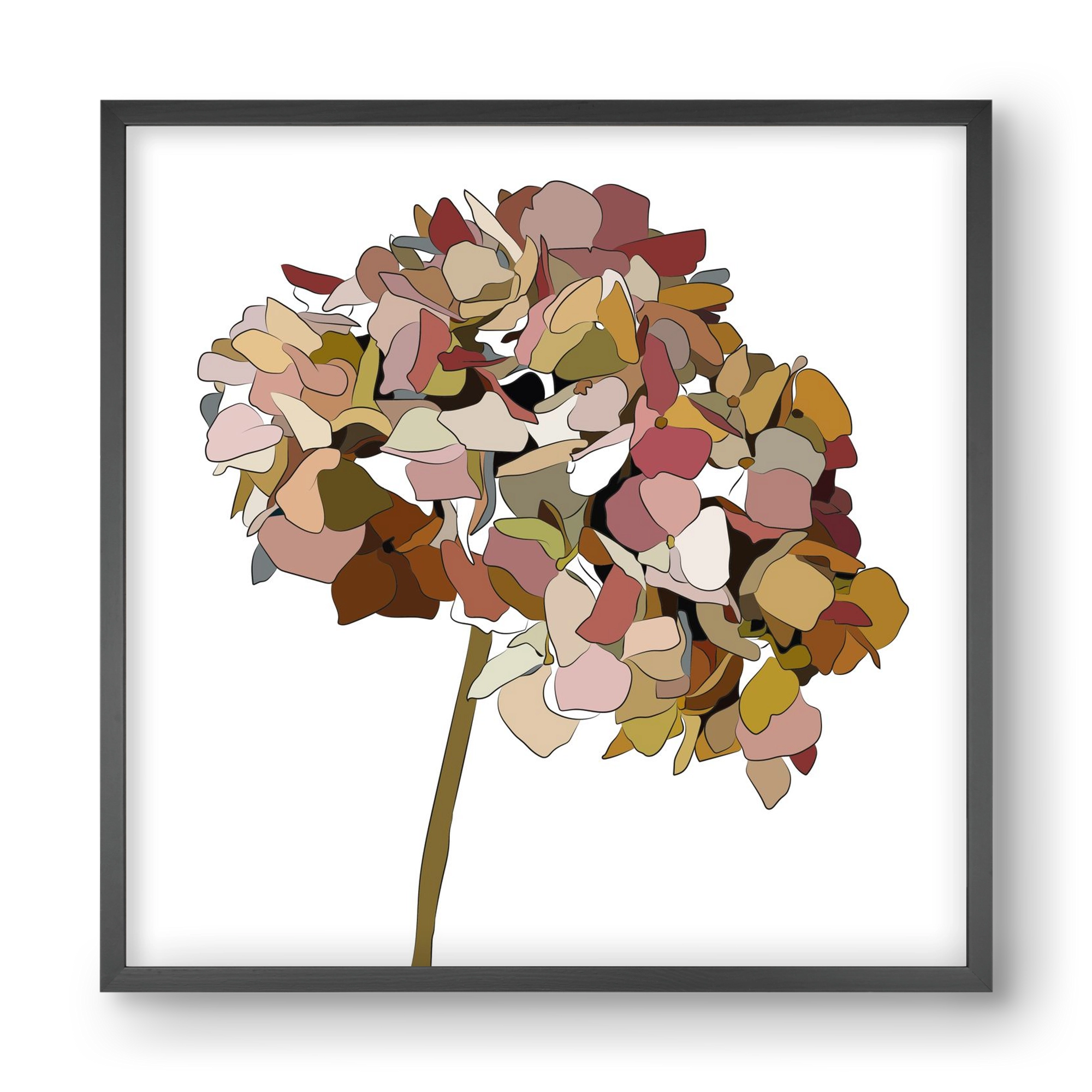 Hortenzia, 40x40 cm (40x40 cm), Fekete keret