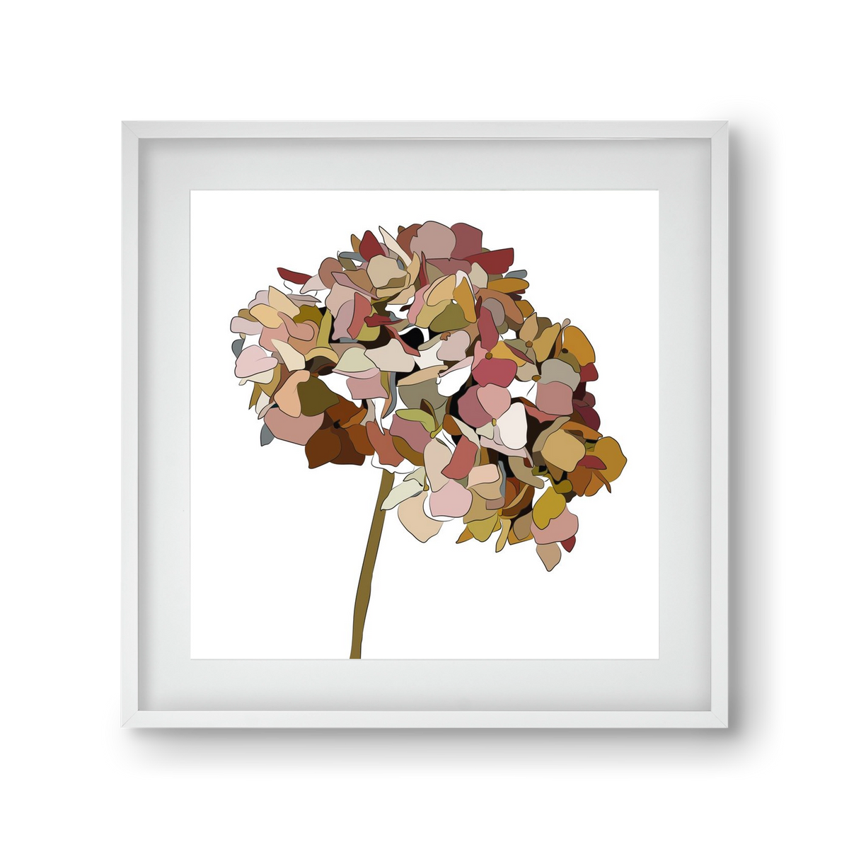 Hortenzia, 30x30 cm (20x20 cm), Fehér keret, paszpartuval