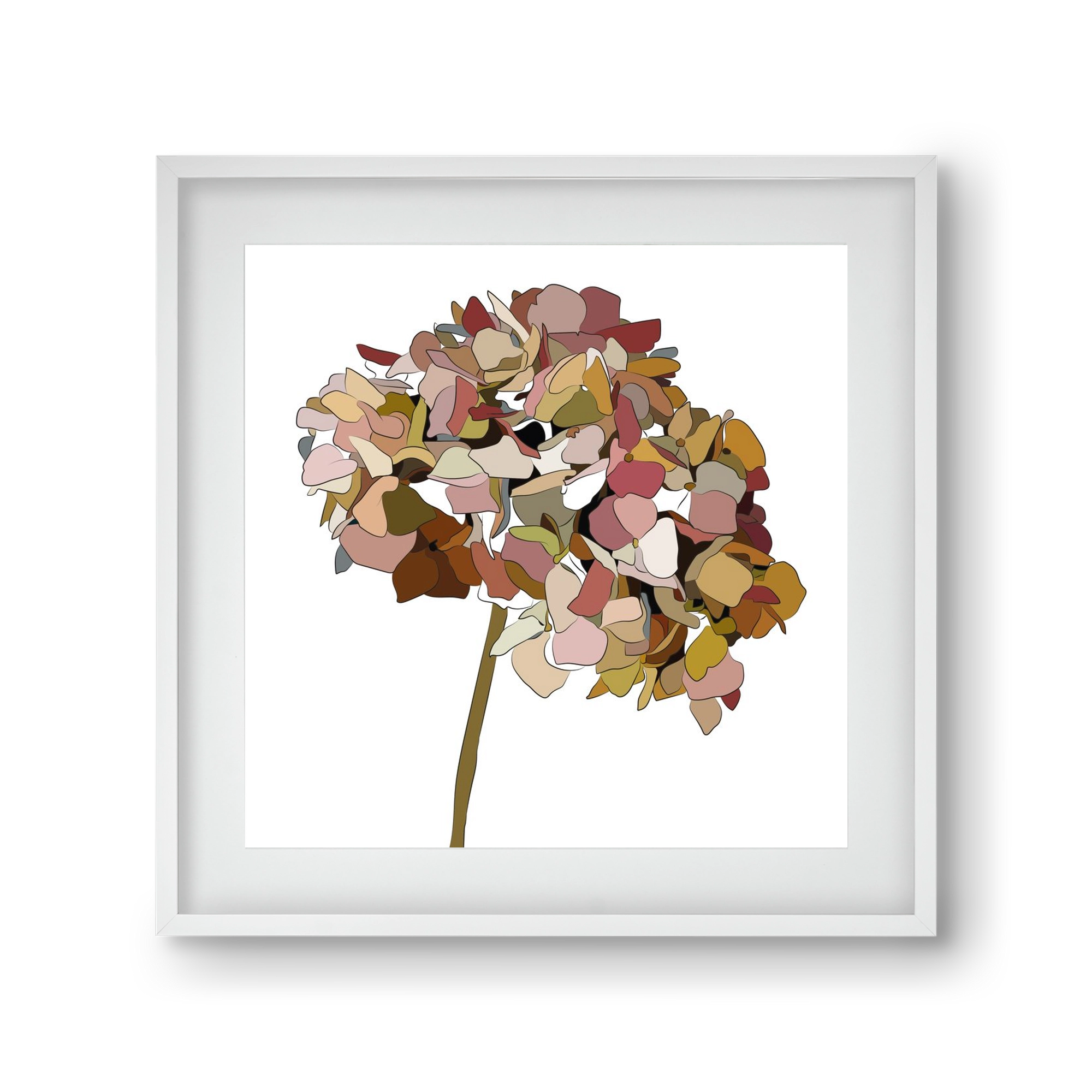 Hortenzia, 30x30 cm (20x20 cm), Fehér keret, paszpartuval