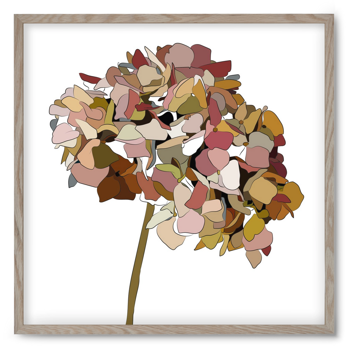 Hortenzia, 50x50 cm (50x50 cm), Tölgy keret