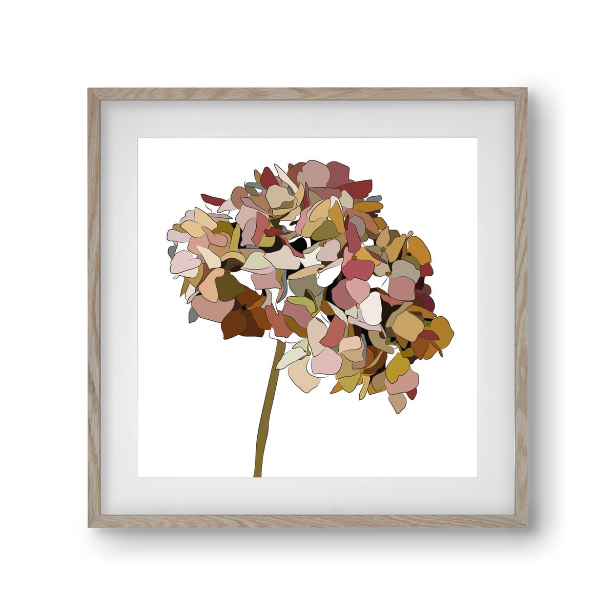 Hortenzia, 30x30 cm (20x20 cm), Tölgy keret, paszpartuval