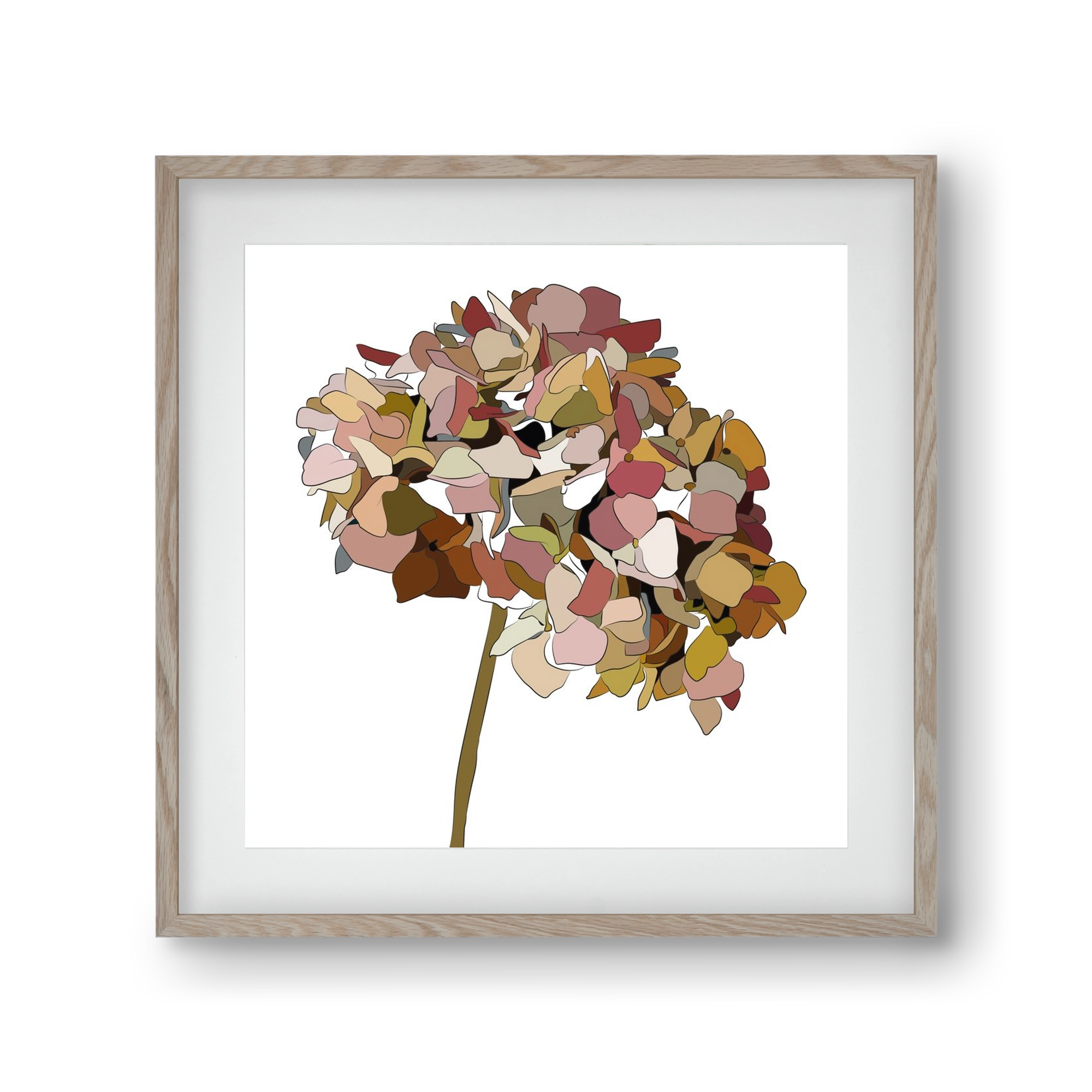 Hortenzia, 30x30 cm (20x20 cm), Tölgy keret, paszpartuval