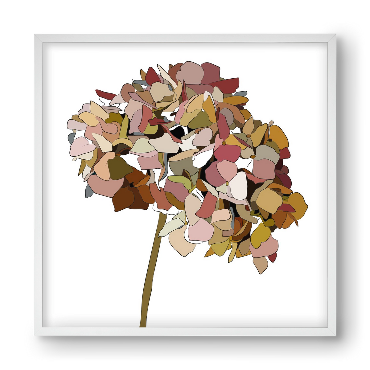Hortenzia, 40x40 cm (40x40 cm), Fehér keret