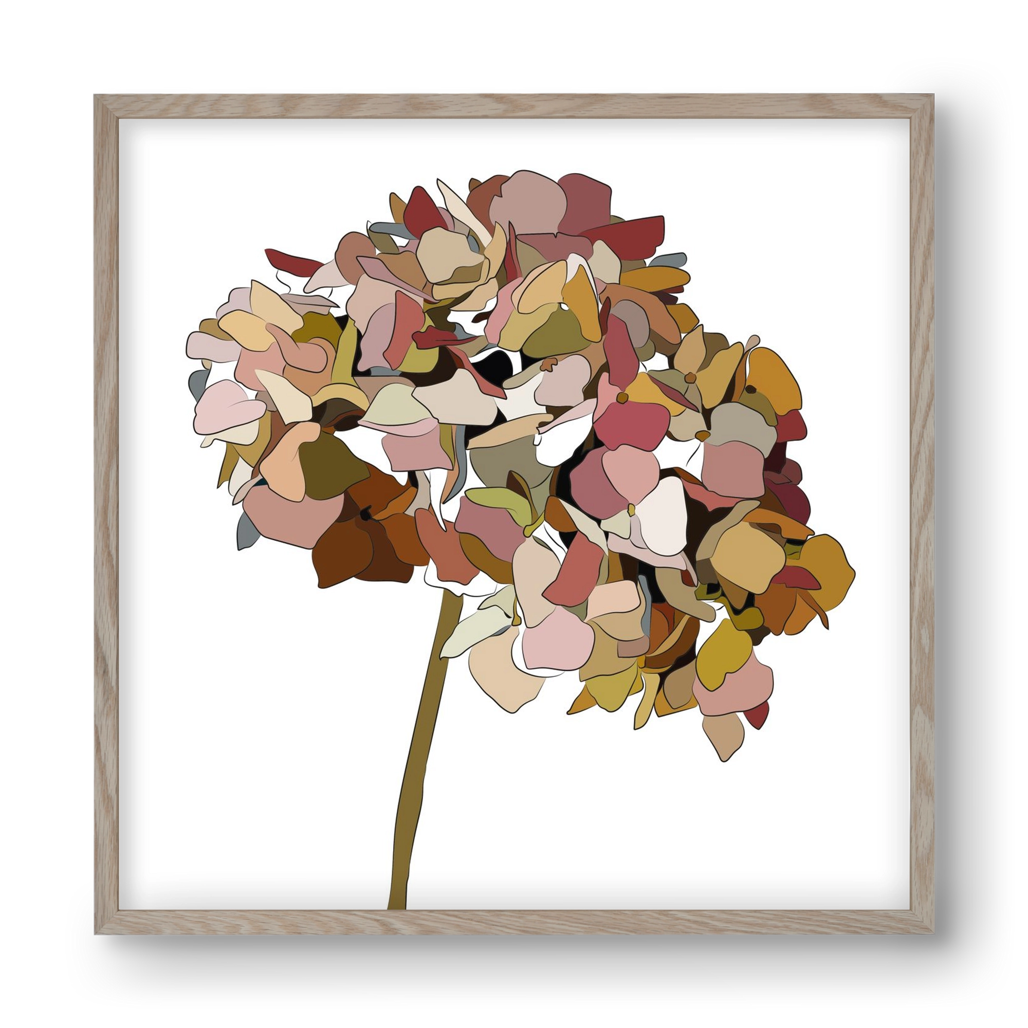 Hortenzia, 40x40 cm (40x40 cm), Tölgy keret