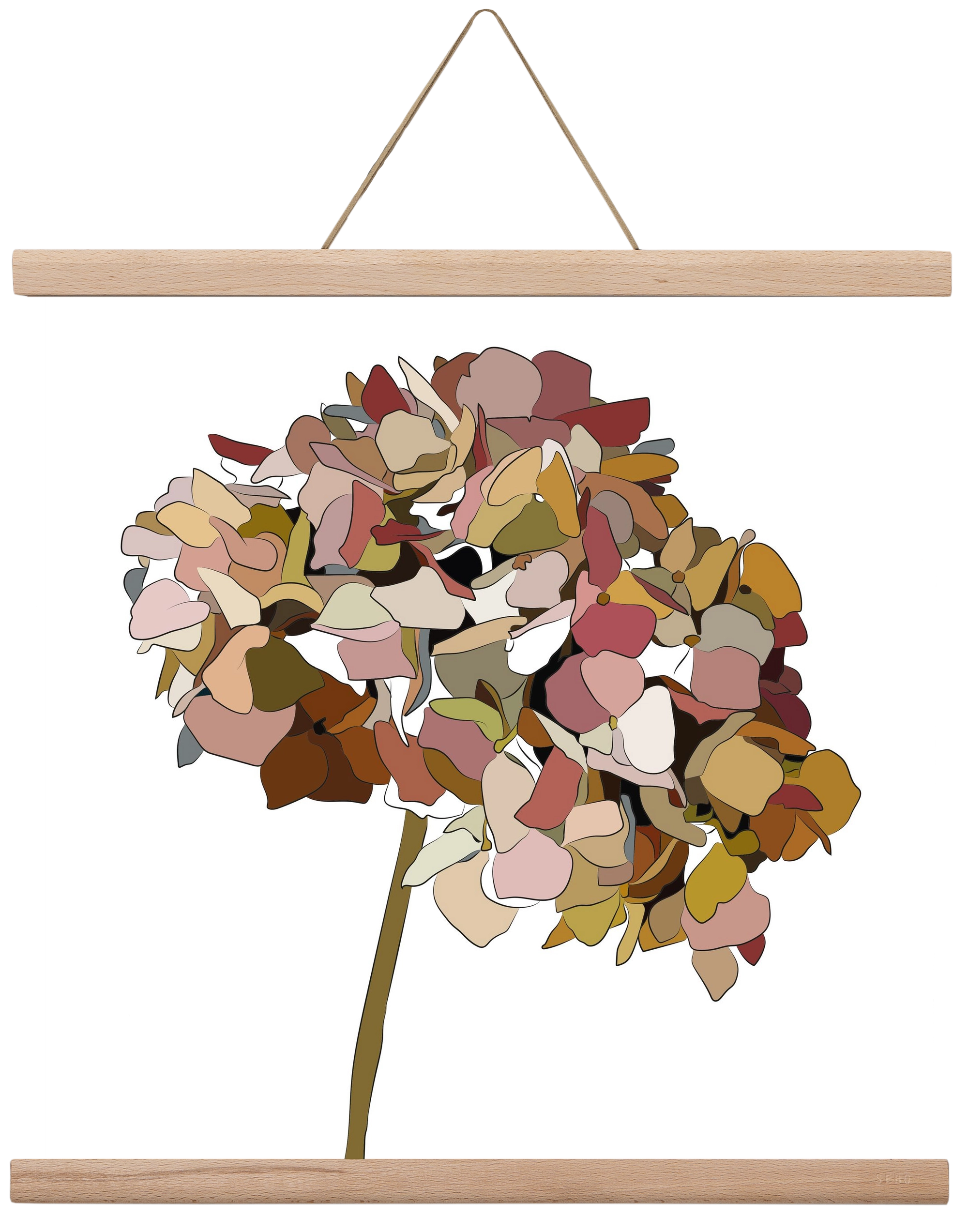 Hortenzia, 40x40 cm (40x40 cm), Tölgy akasztó