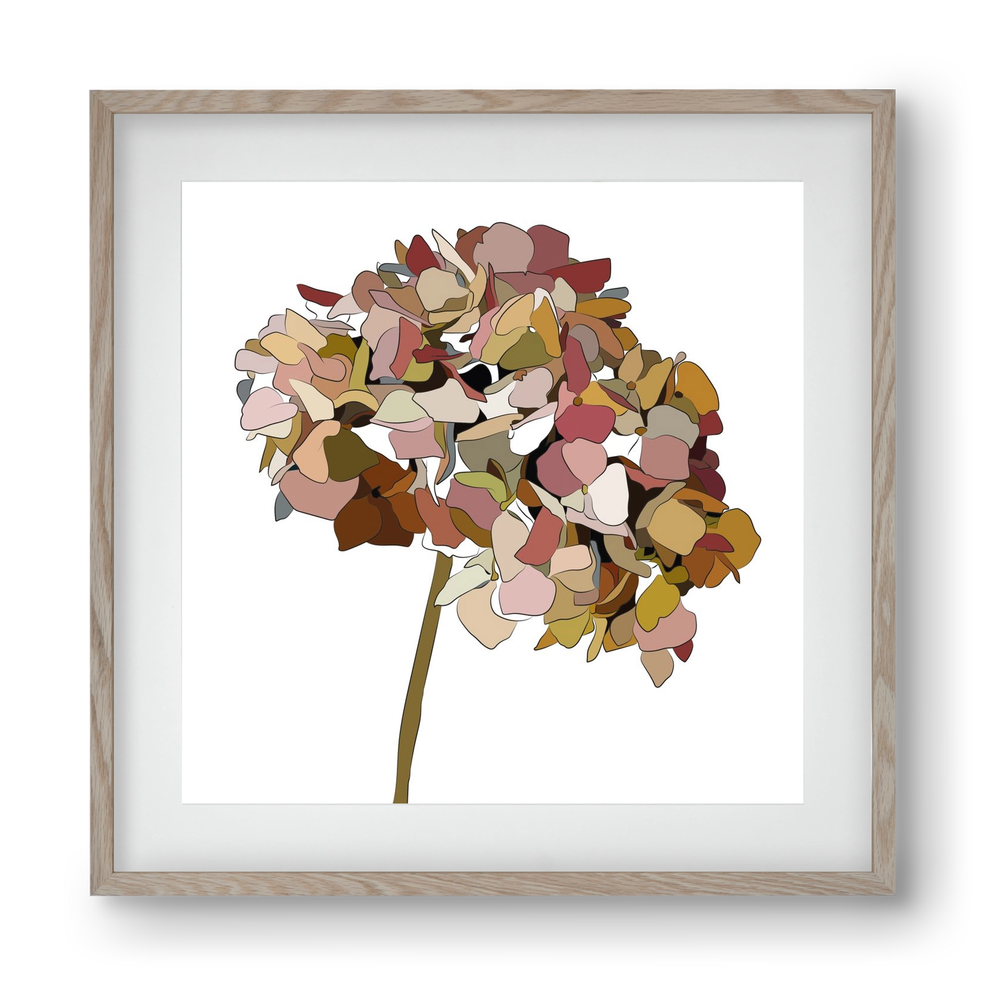 Hortenzia, 40x40 cm (30x30 cm), Tölgy keret, paszpartuval