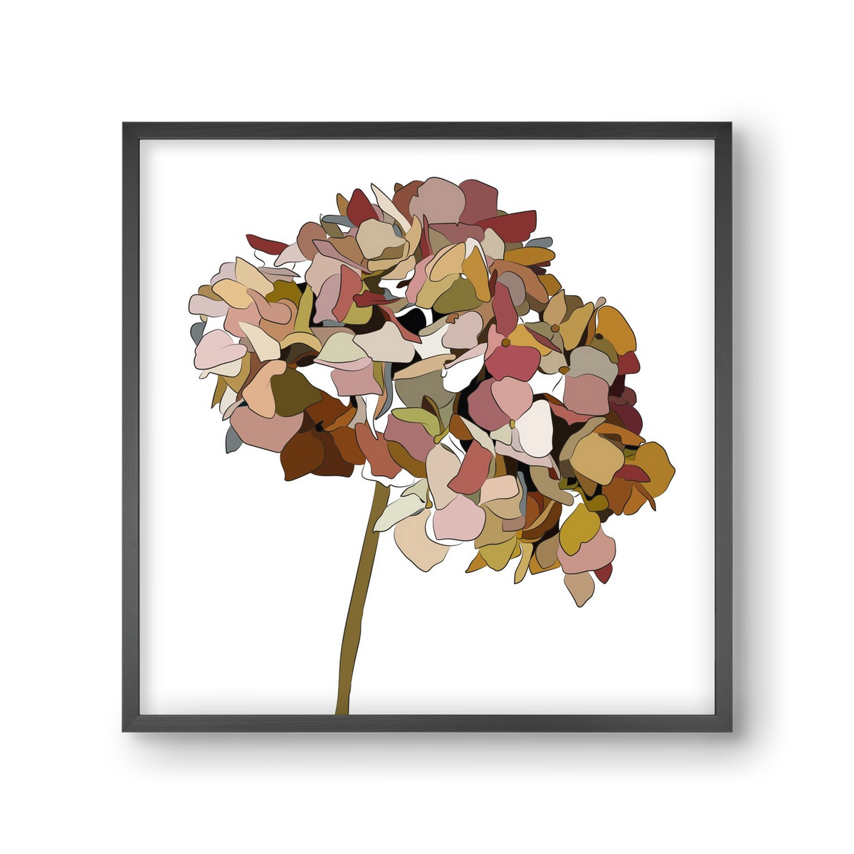 Hortenzia, 30x30 cm (30x30 cm), Fekete keret