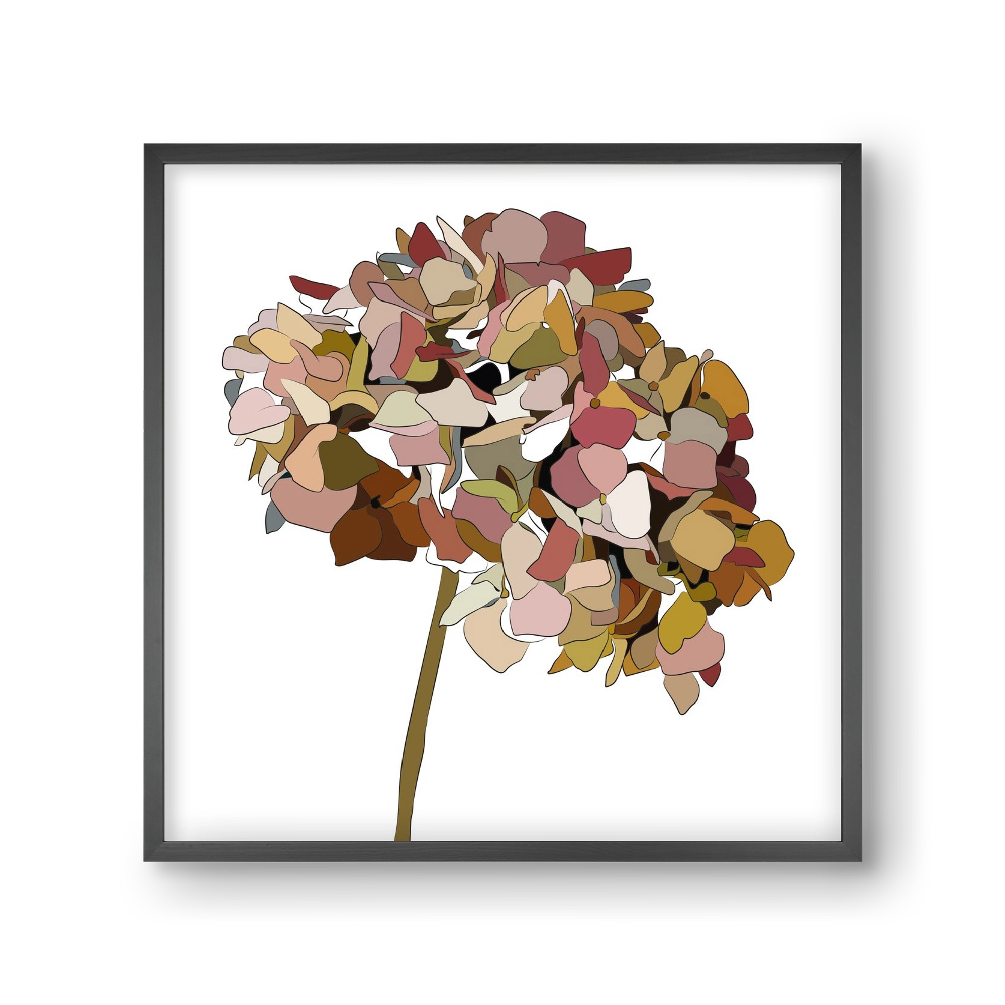 Hortenzia, 30x30 cm (30x30 cm), Fekete keret