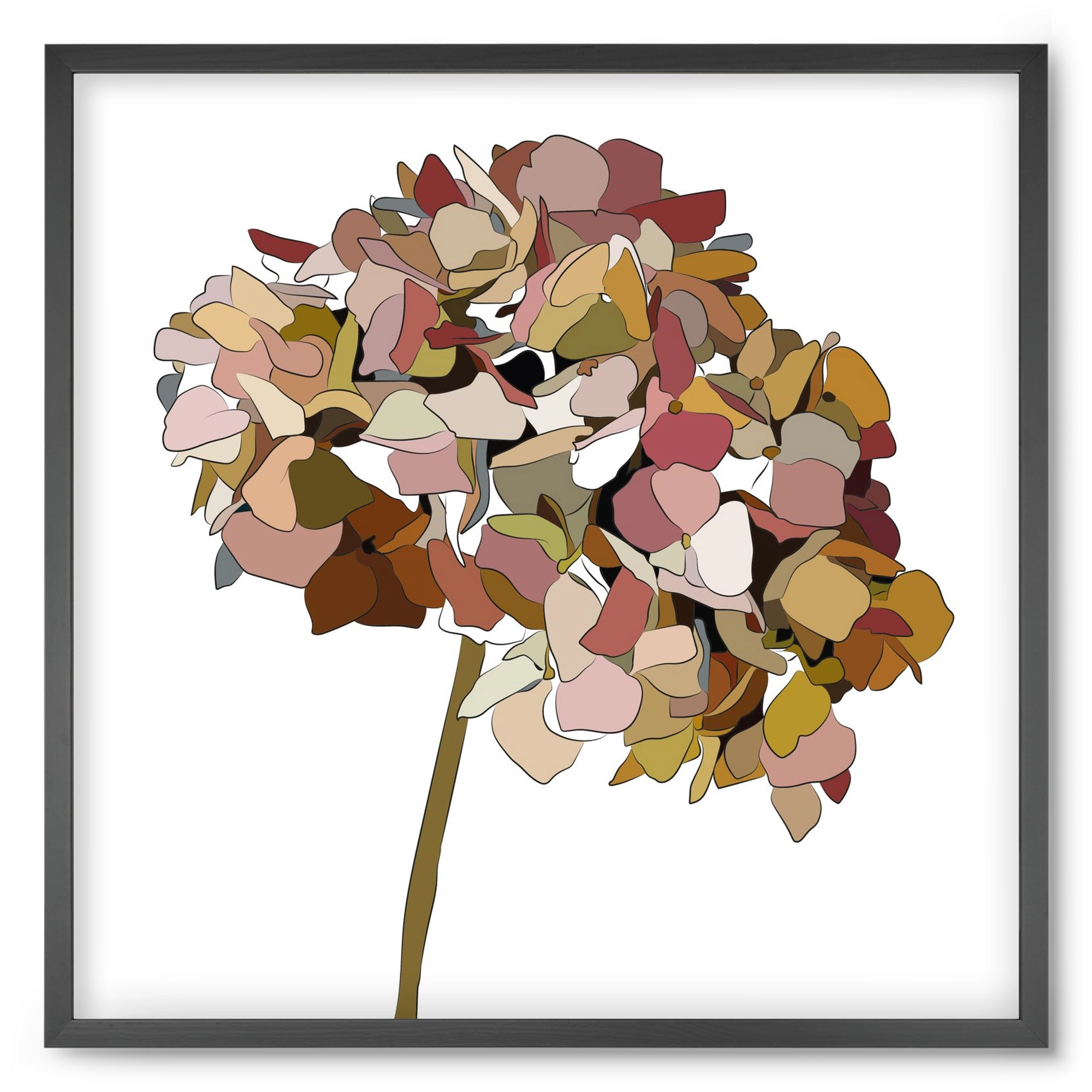 Hortenzia, 50x50 cm (50x50 cm), Fekete keret