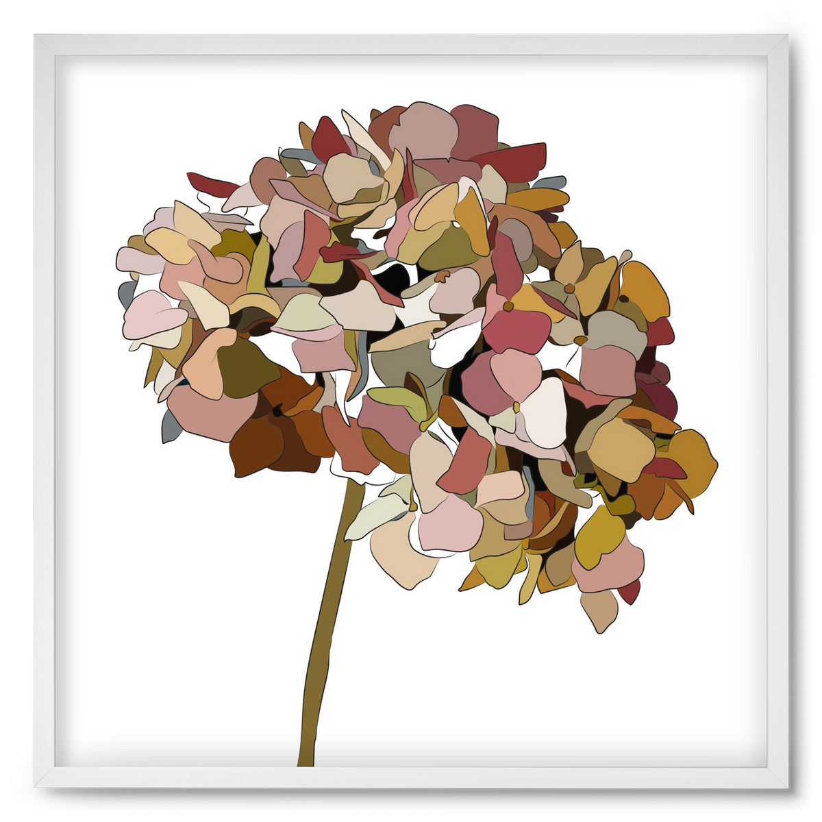 Hortenzia, 50x50 cm (50x50 cm), Fehér keret