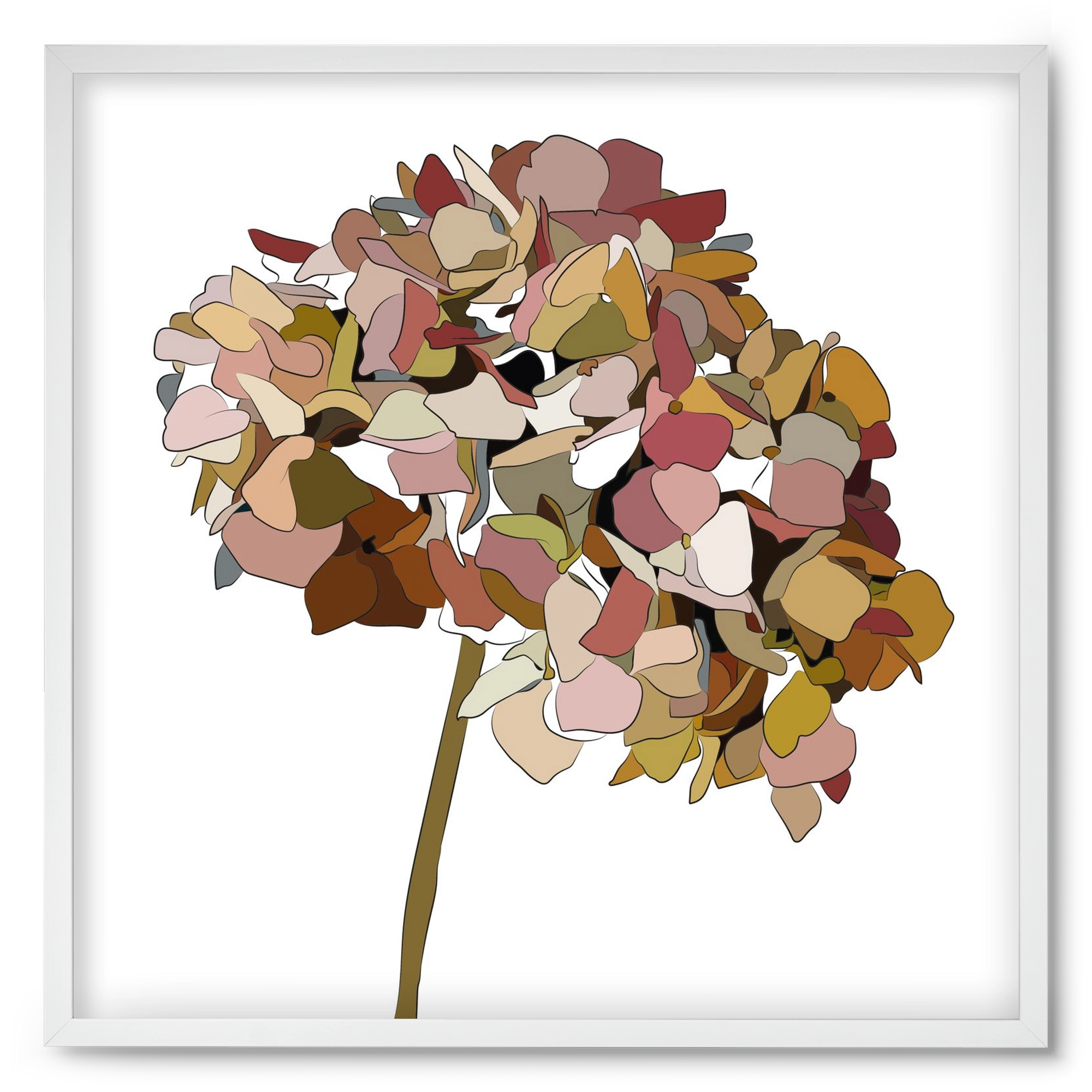 Hortenzia, 50x50 cm (50x50 cm), Fehér keret