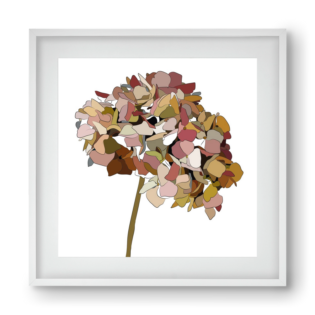 Hortenzia, 40x40 cm (30x30 cm), Fehér keret, paszpartuval