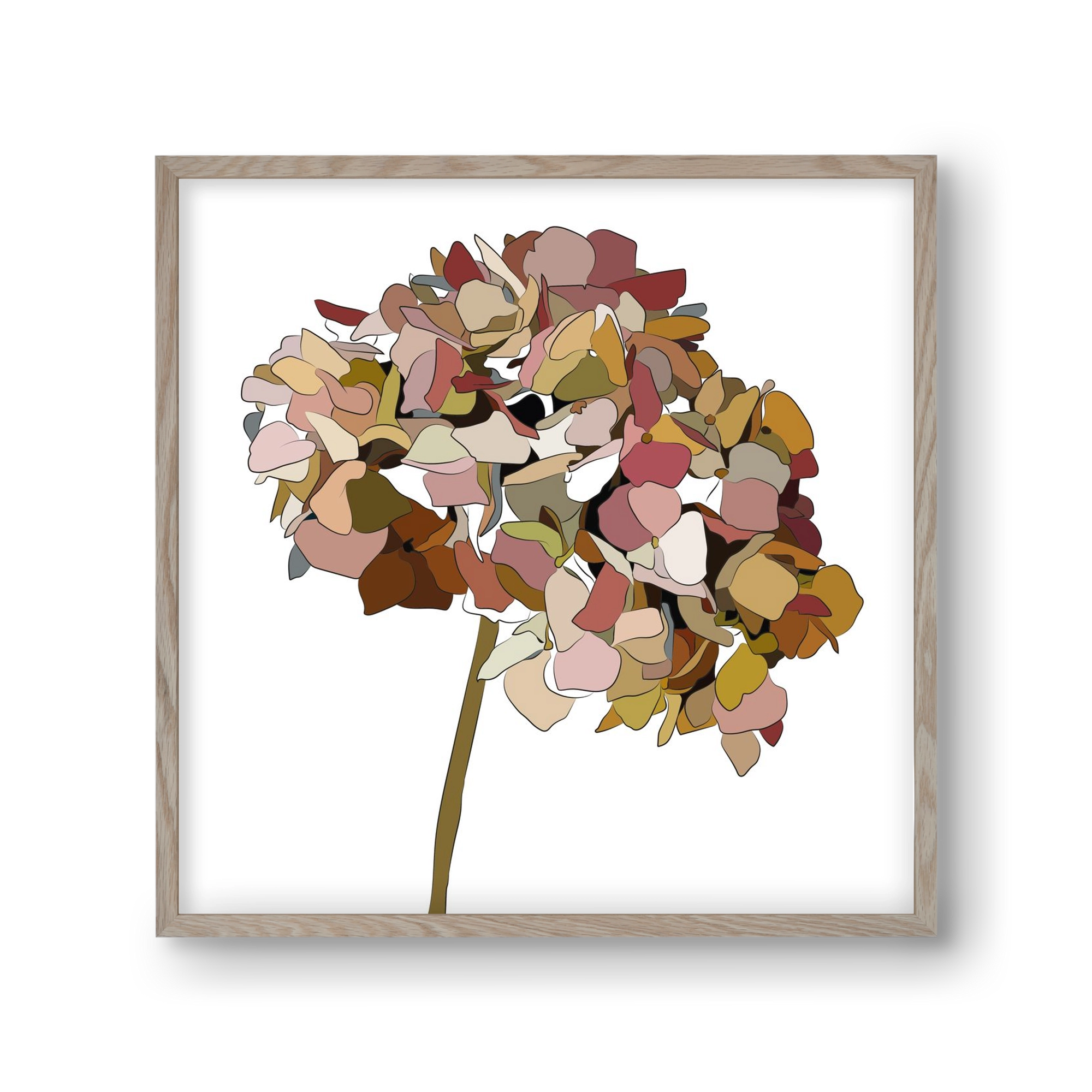 Hortenzia, 30x30 cm (30x30 cm), Tölgy keret