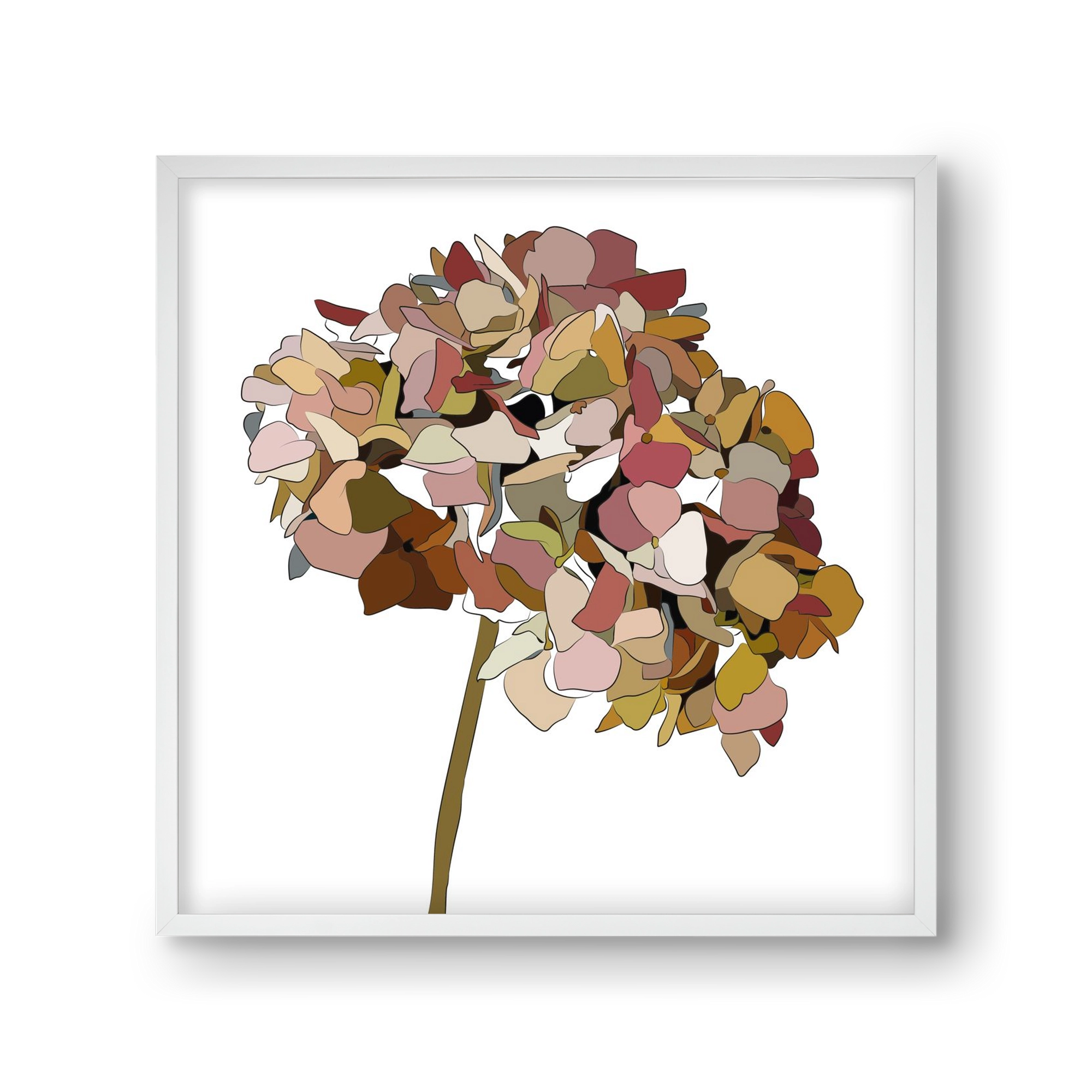 Hortenzia, 30x30 cm (30x30 cm), Fehér keret