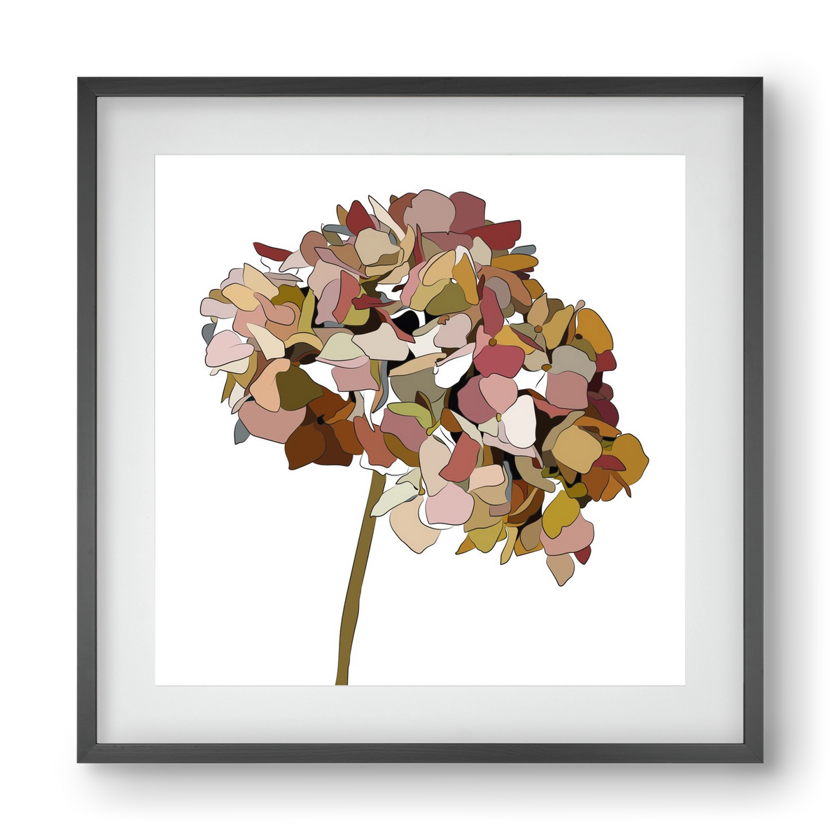 Hortenzia, 40x40 cm (30x30 cm), Fekete keret, paszpartuval