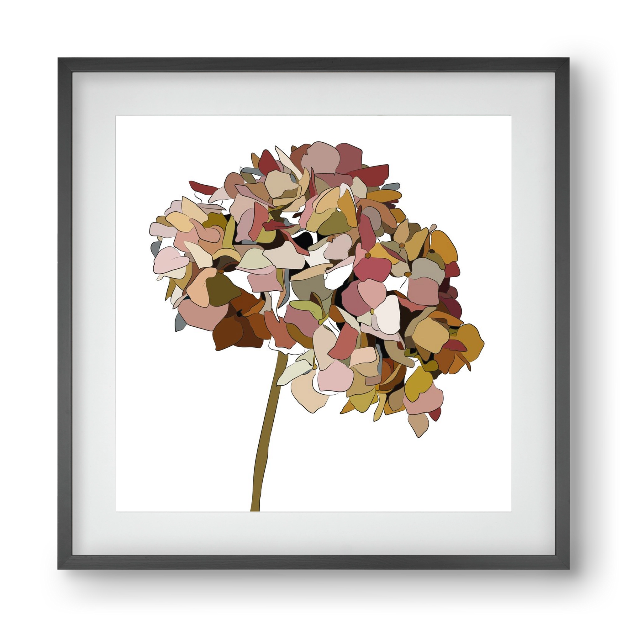 Hortenzia, 40x40 cm (30x30 cm), Fekete keret, paszpartuval