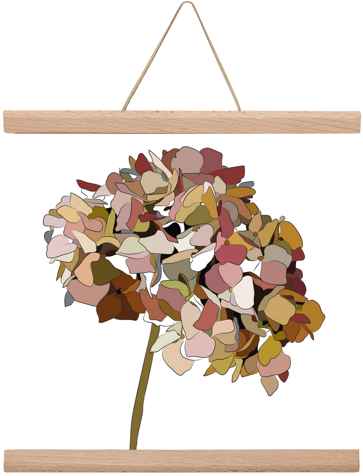 Hortenzia, 30x30 cm (30x30 cm), Tölgy akasztó