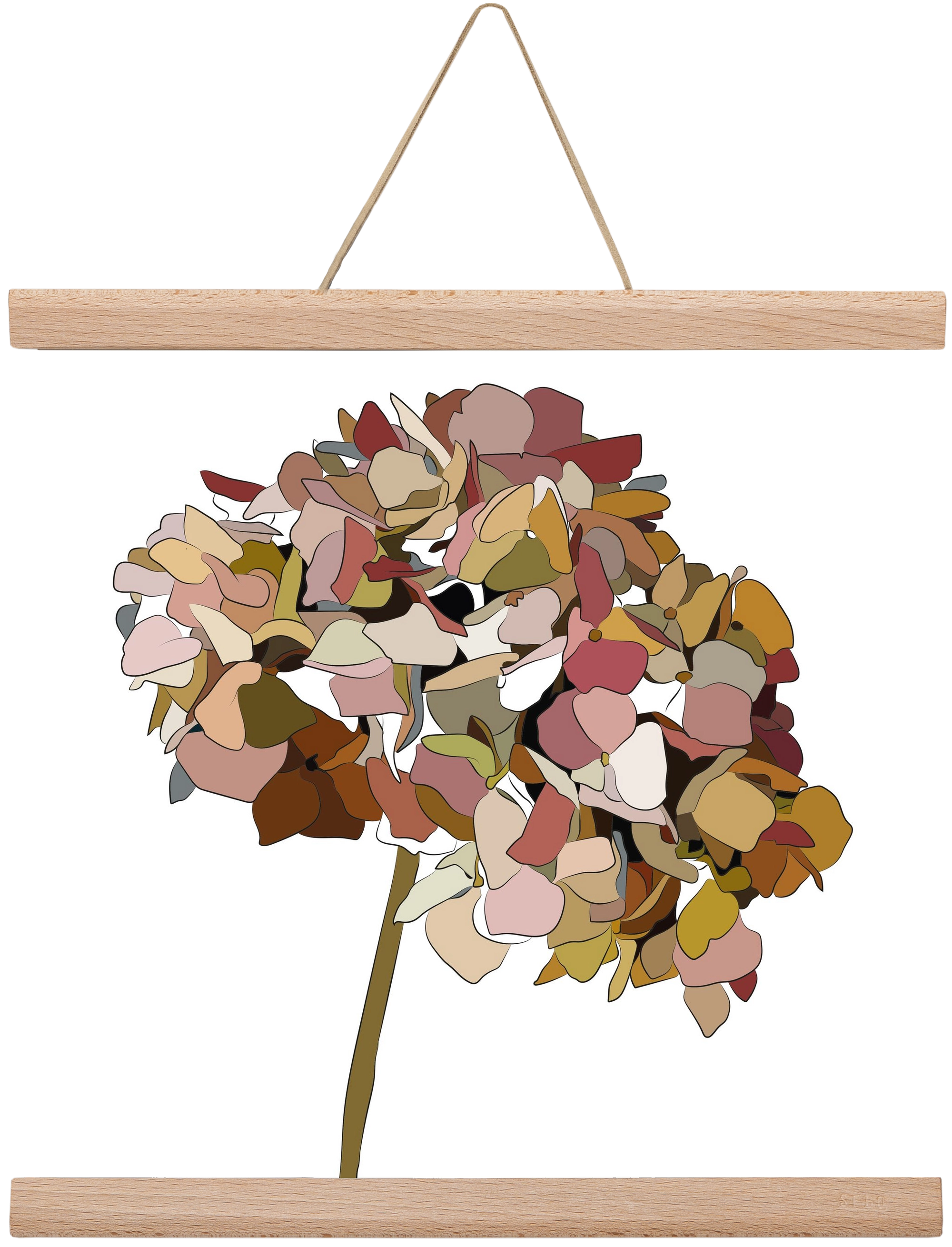 Hortenzia, 30x30 cm (30x30 cm), Tölgy akasztó