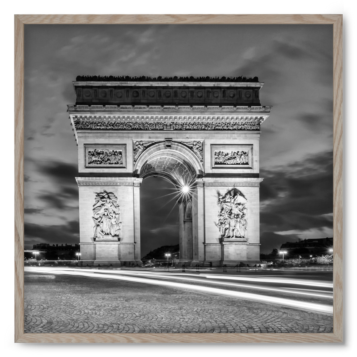 PARIS Arc de Triomphe | monochrome, 50x50 cm (50x50 cm), Tölgy keret