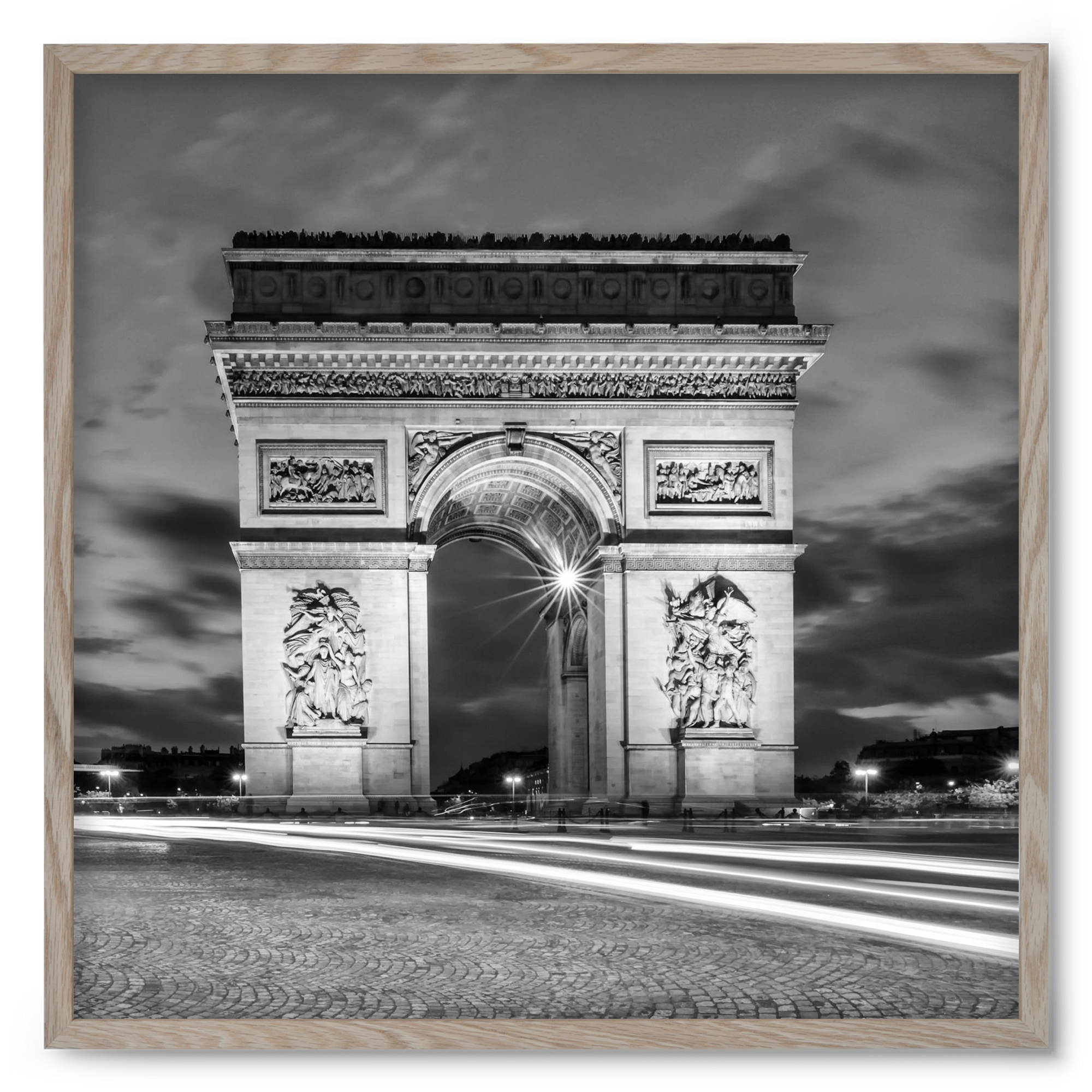 PARIS Arc de Triomphe | monochrome, 50x50 cm (50x50 cm), Tölgy keret