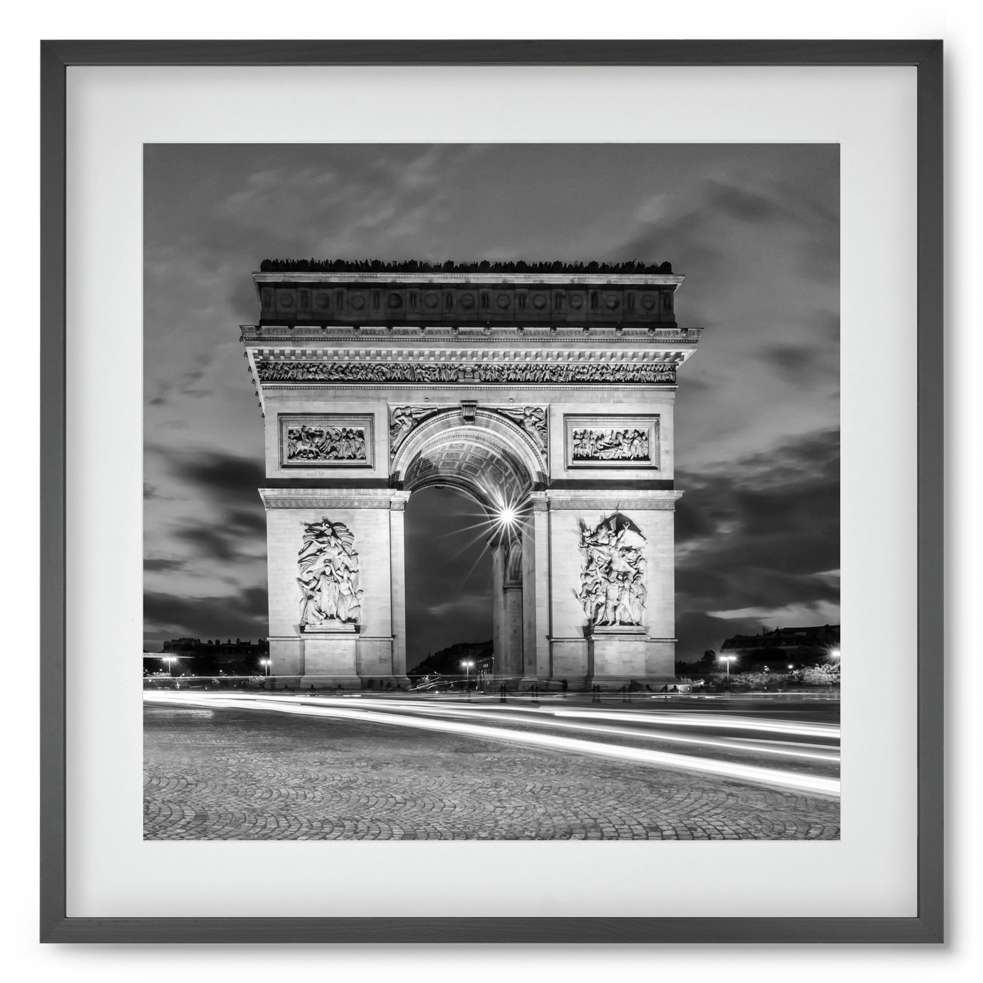 PARIS Arc de Triomphe | monochrome, 50x50 cm (40x40 cm), Fekete keret, paszpartuval