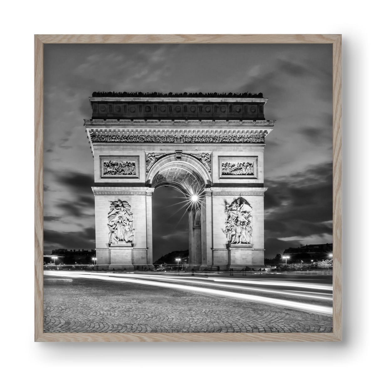 PARIS Arc de Triomphe | monochrome, 40x40 cm (40x40 cm), Tölgy keret