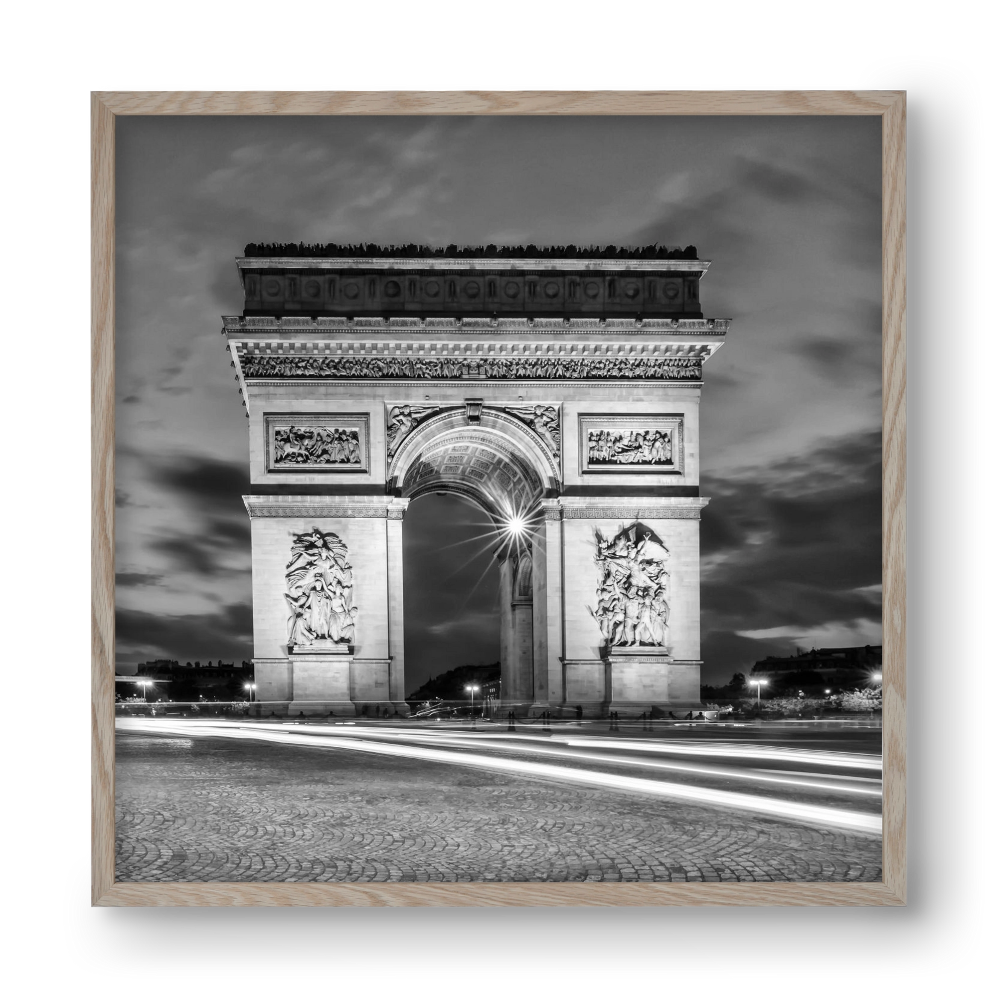 PARIS Arc de Triomphe | monochrome, 40x40 cm (40x40 cm), Tölgy keret