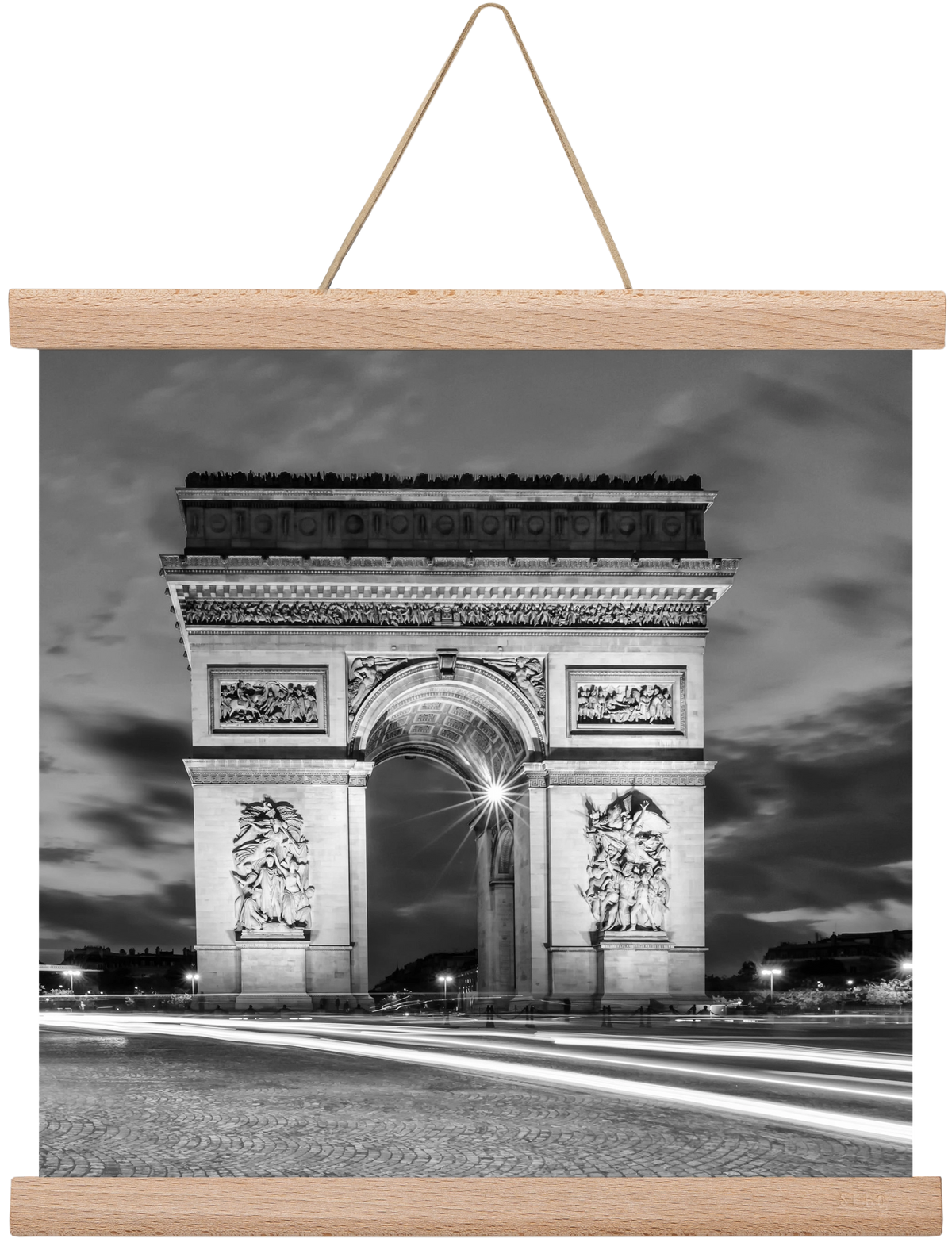 PARIS Arc de Triomphe | monochrome, 30x30 cm (30x30 cm), Tölgy akasztó