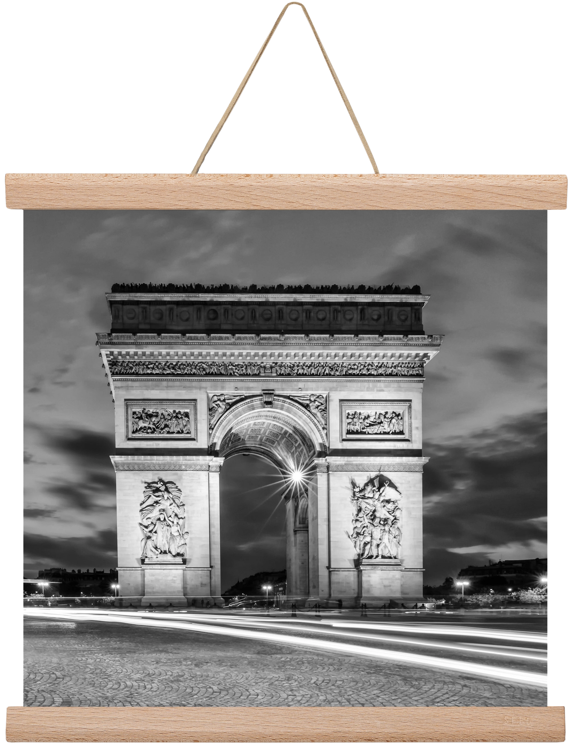 PARIS Arc de Triomphe | monochrome, 30x30 cm (30x30 cm), Tölgy akasztó