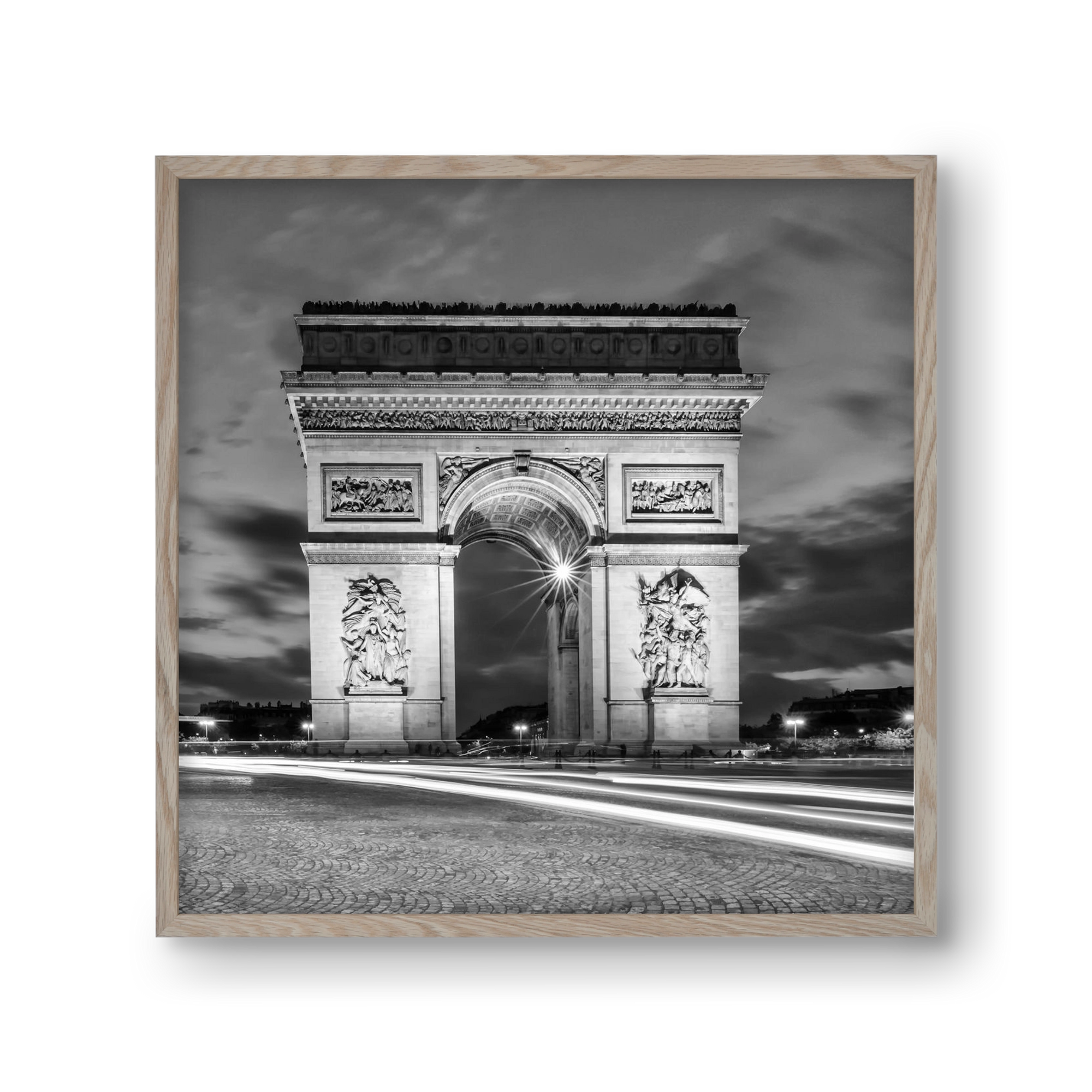 PARIS Arc de Triomphe | monochrome, 30x30 cm (30x30 cm), Tölgy keret