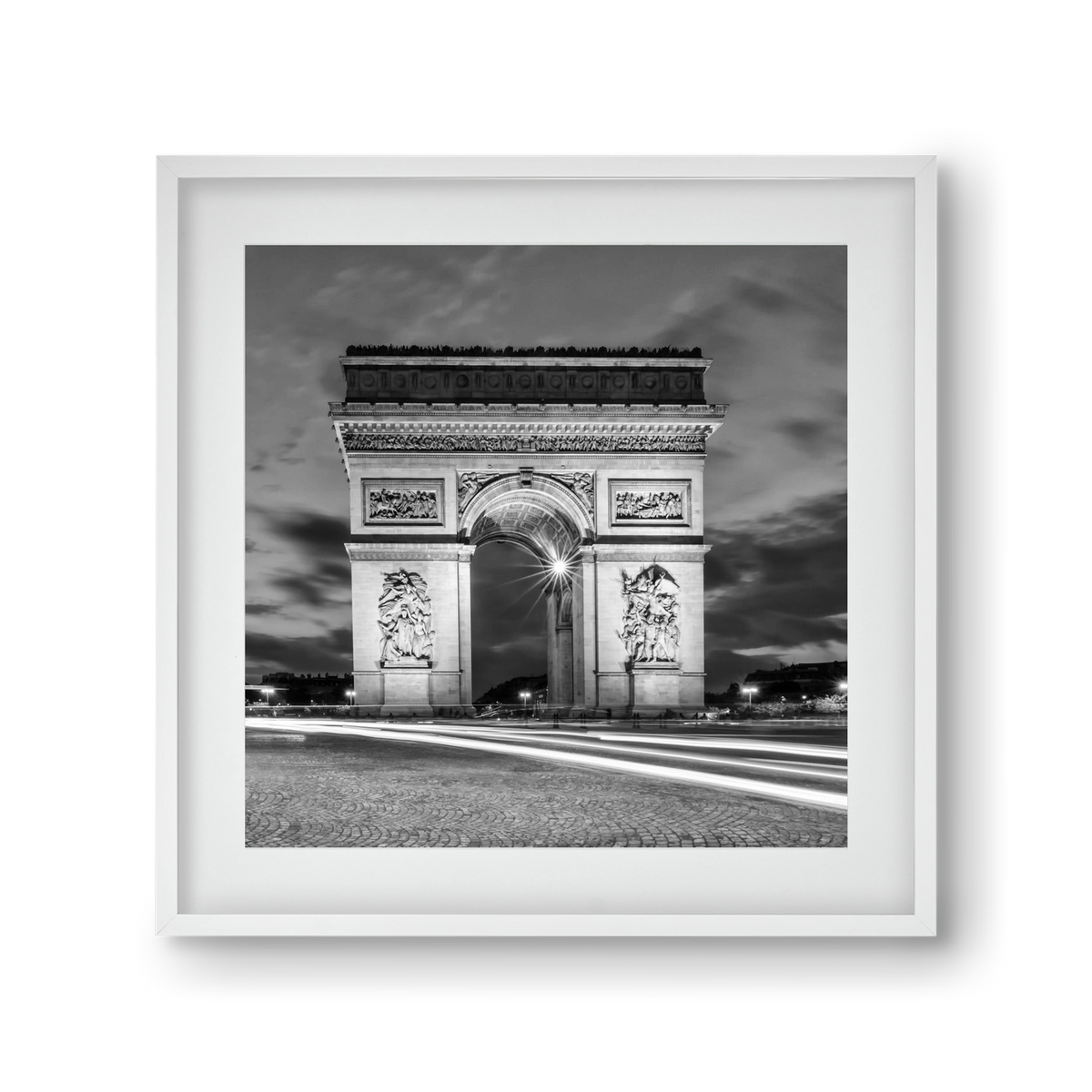 PARIS Arc de Triomphe | monochrome, 30x30 cm (20x20 cm), Fehér keret, paszpartuval