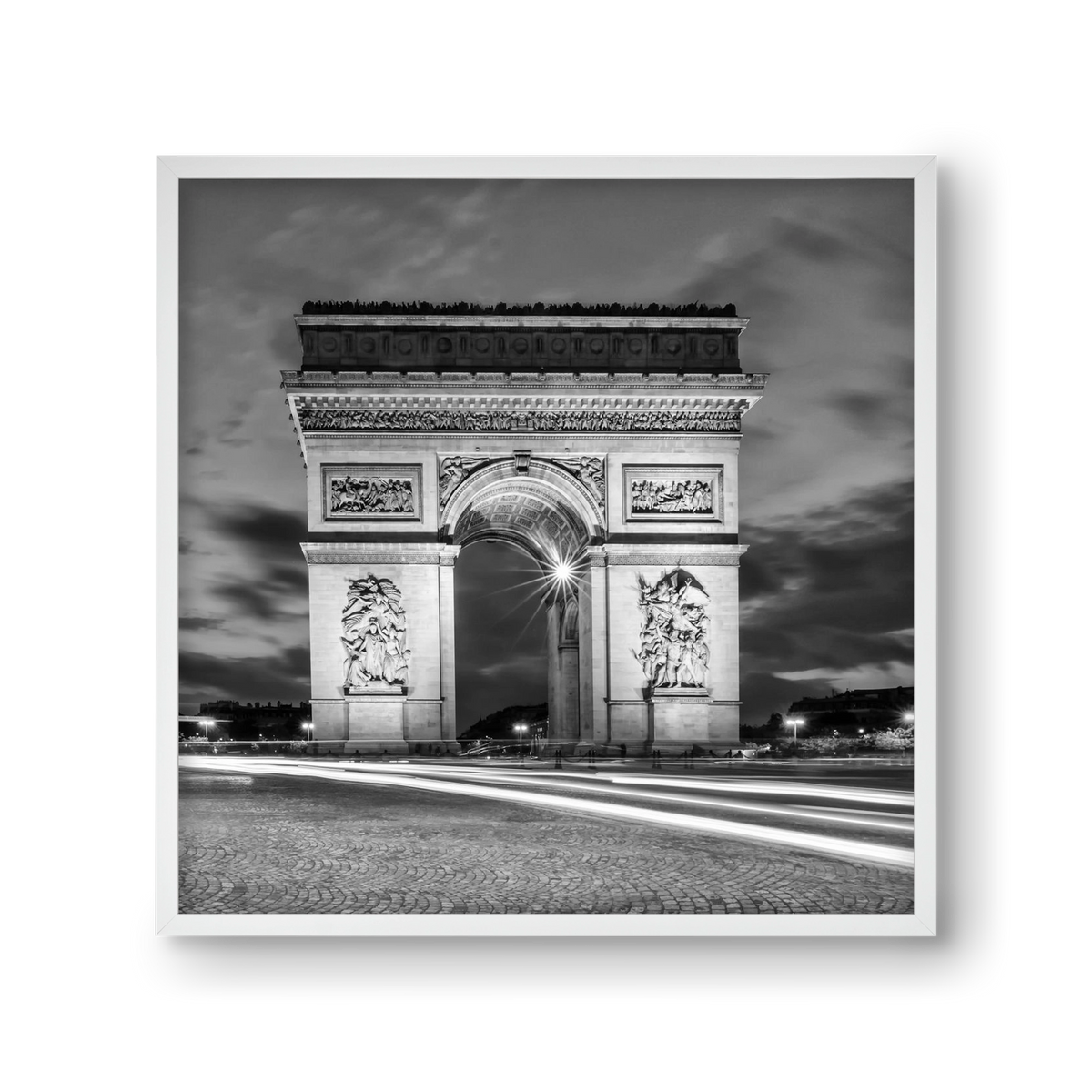 PARIS Arc de Triomphe | monochrome, 30x30 cm (30x30 cm), Fehér keret