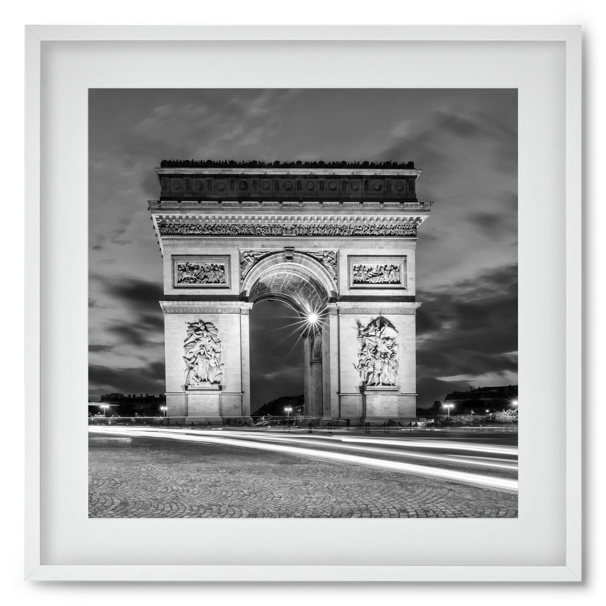 PARIS Arc de Triomphe | monochrome, 50x50 cm (40x40 cm), Fehér keret, paszpartuval