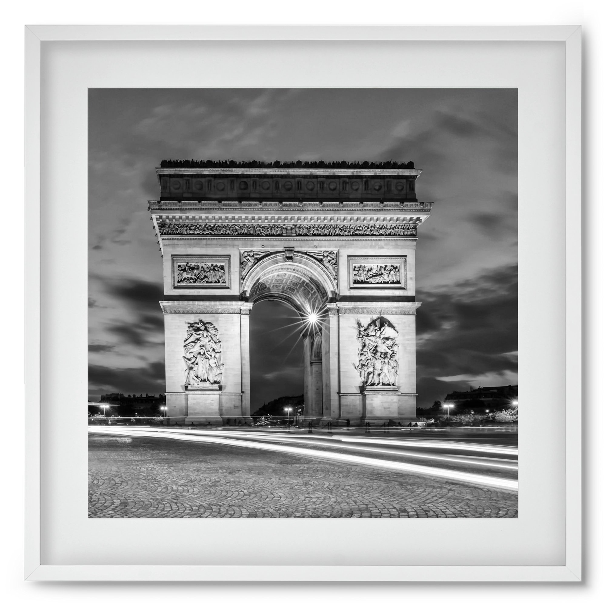 PARIS Arc de Triomphe | monochrome, 50x50 cm (40x40 cm), Fehér keret, paszpartuval