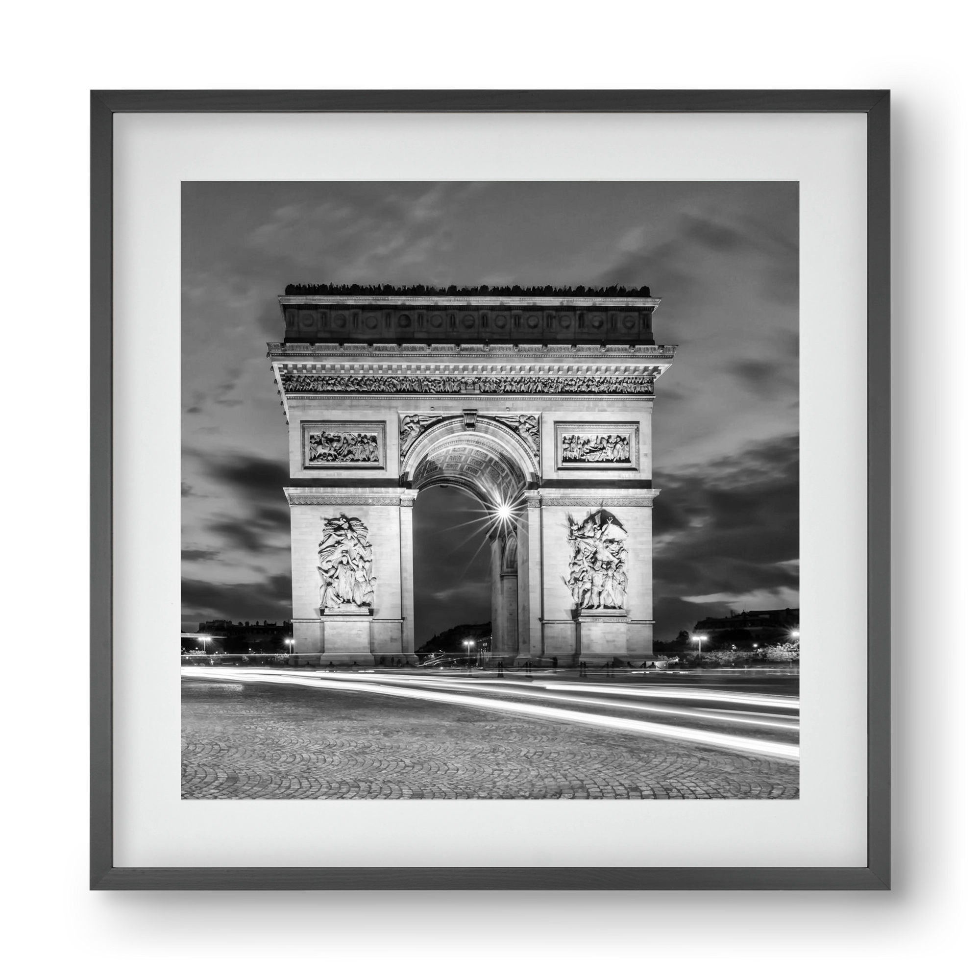 PARIS Arc de Triomphe | monochrome, 40x40 cm (30x30 cm), Fekete keret, paszpartuval