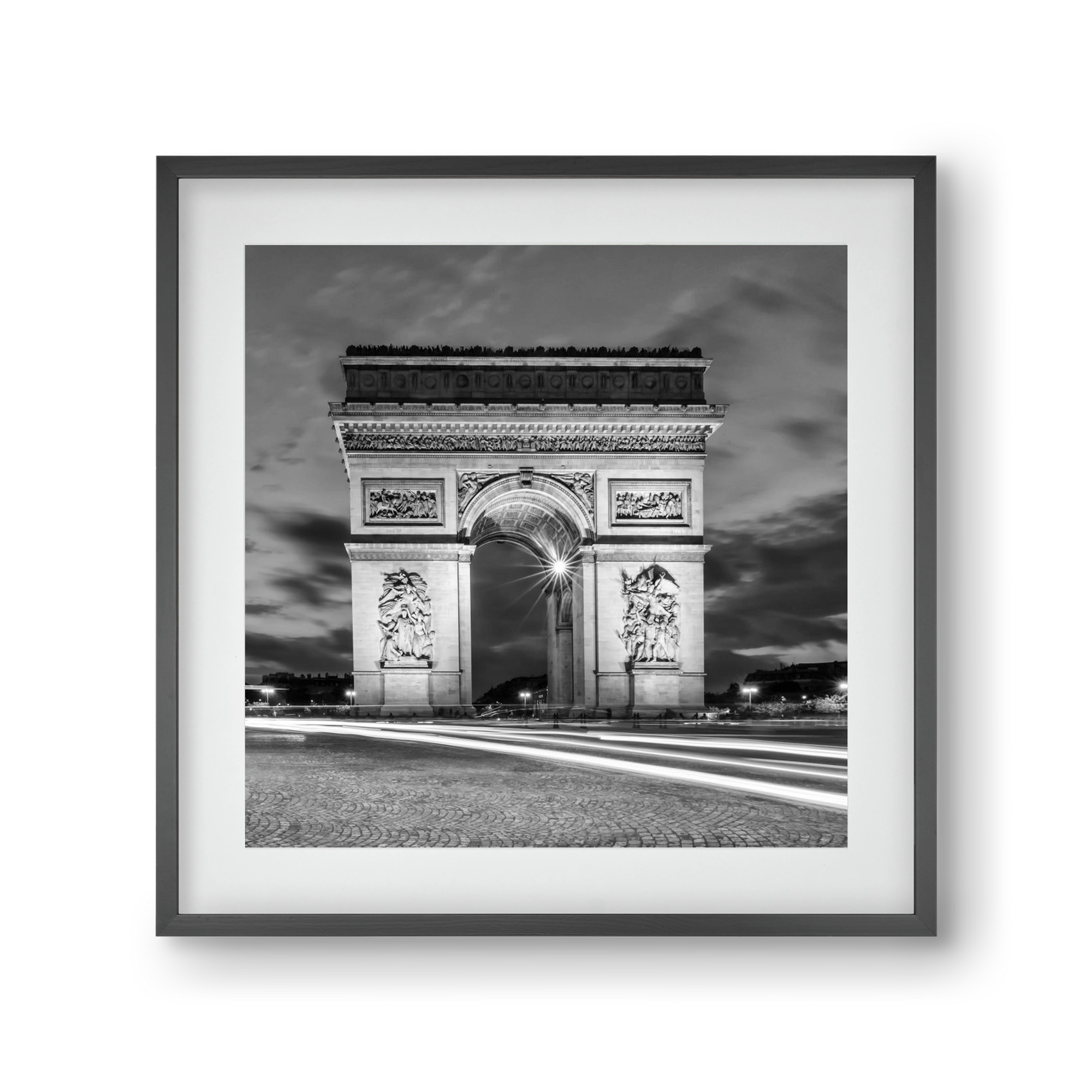 PARIS Arc de Triomphe | monochrome, 30x30 cm (20x20 cm), Fekete keret, paszpartuval