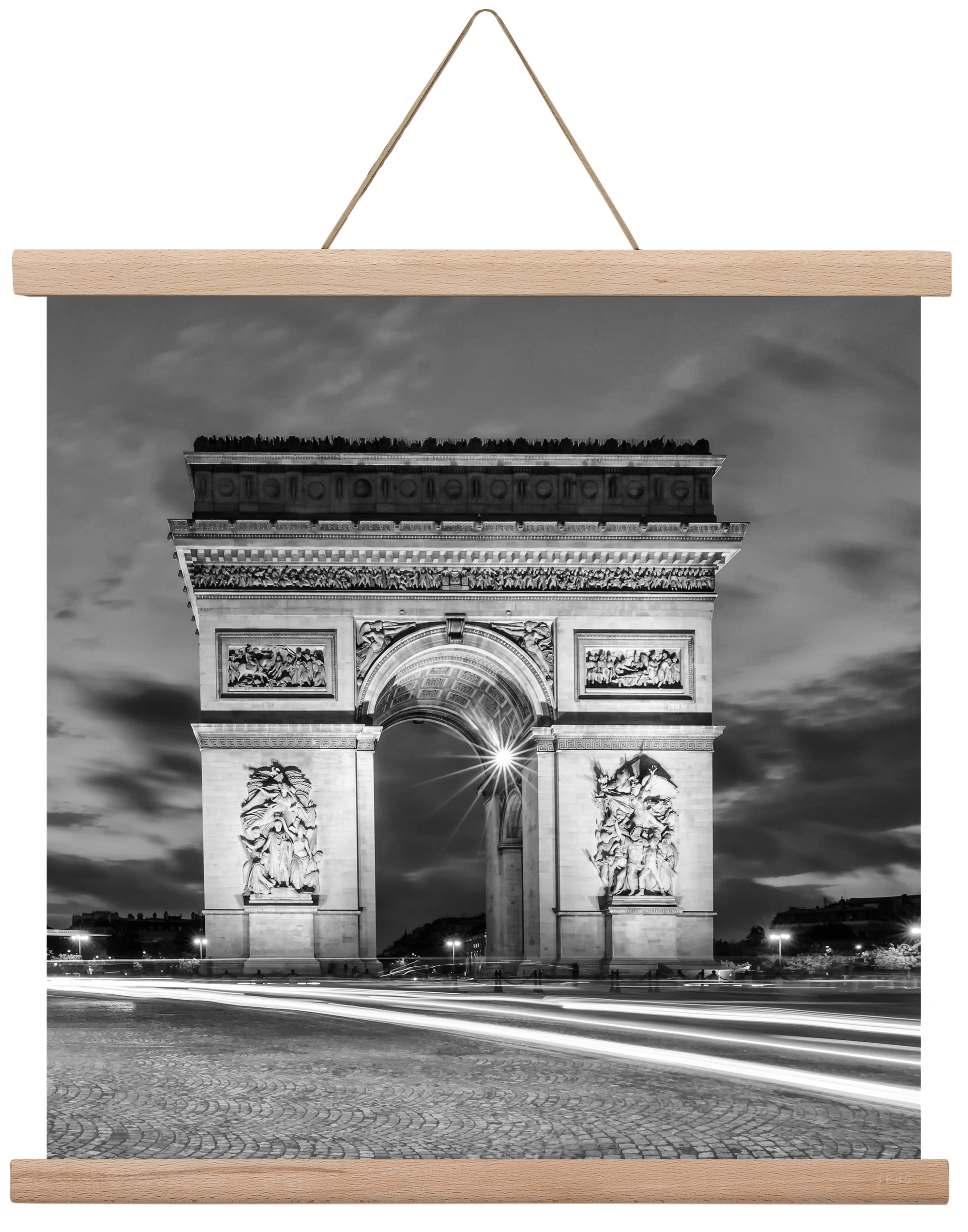 PARIS Arc de Triomphe | monochrome, 40x40 cm (40x40 cm), Tölgy akasztó