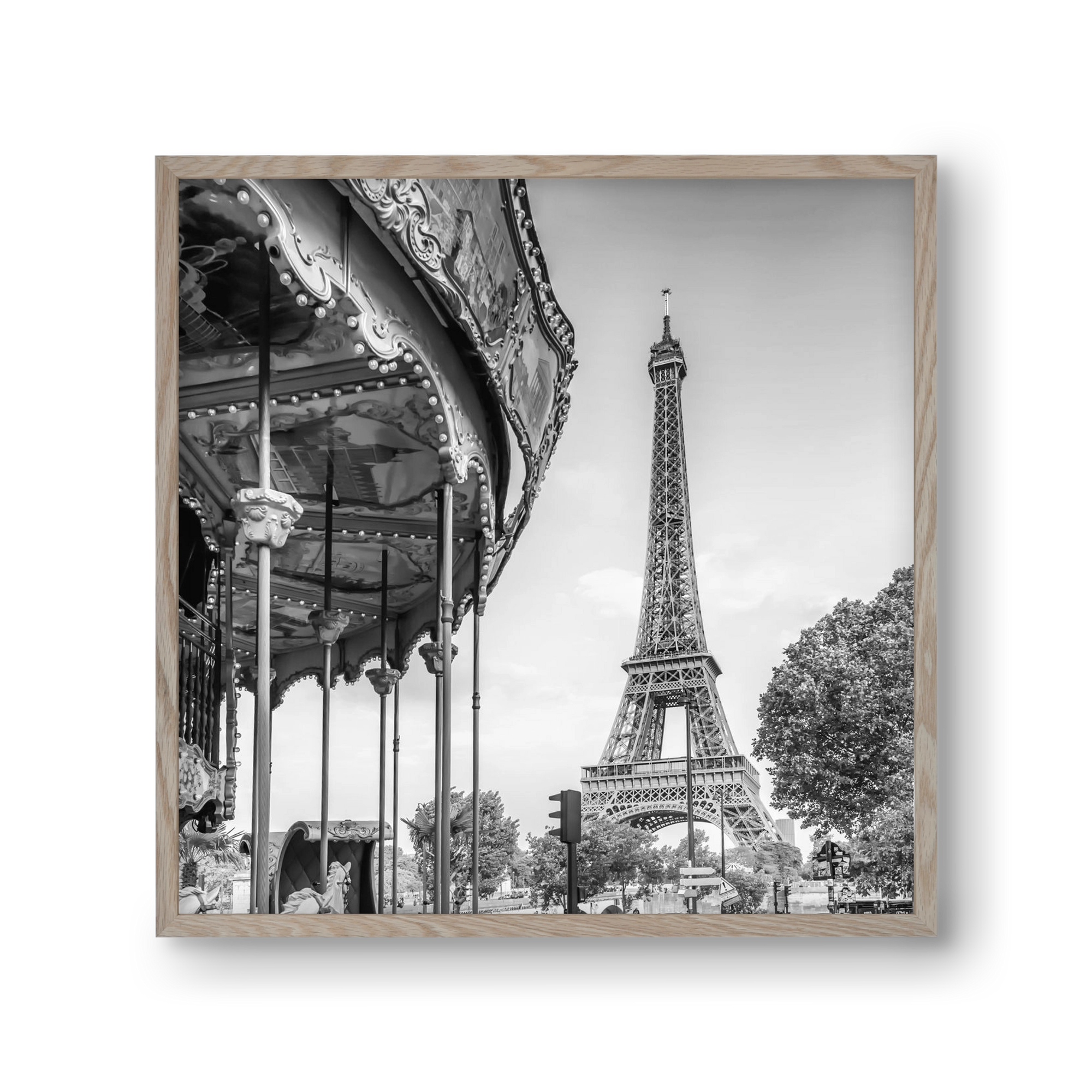 Typical Paris | monochrome, 30x30 cm (30x30 cm), Tölgy keret
