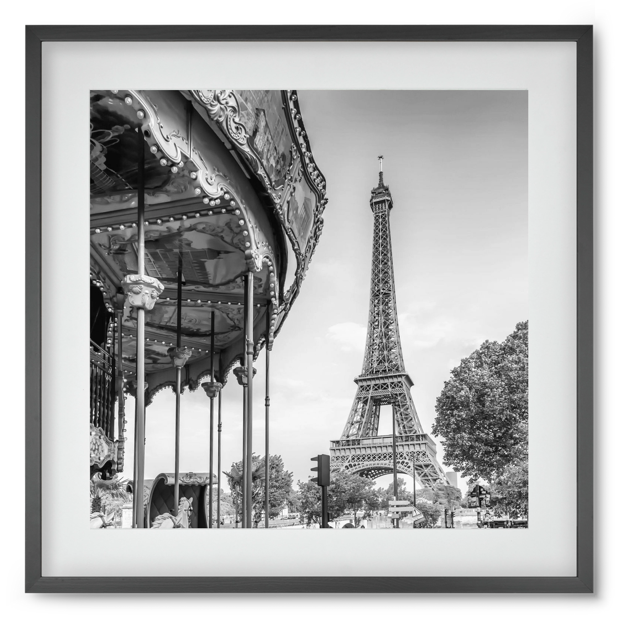 Typical Paris | monochrome, 50x50 cm (40x40 cm), Fekete keret, paszpartuval