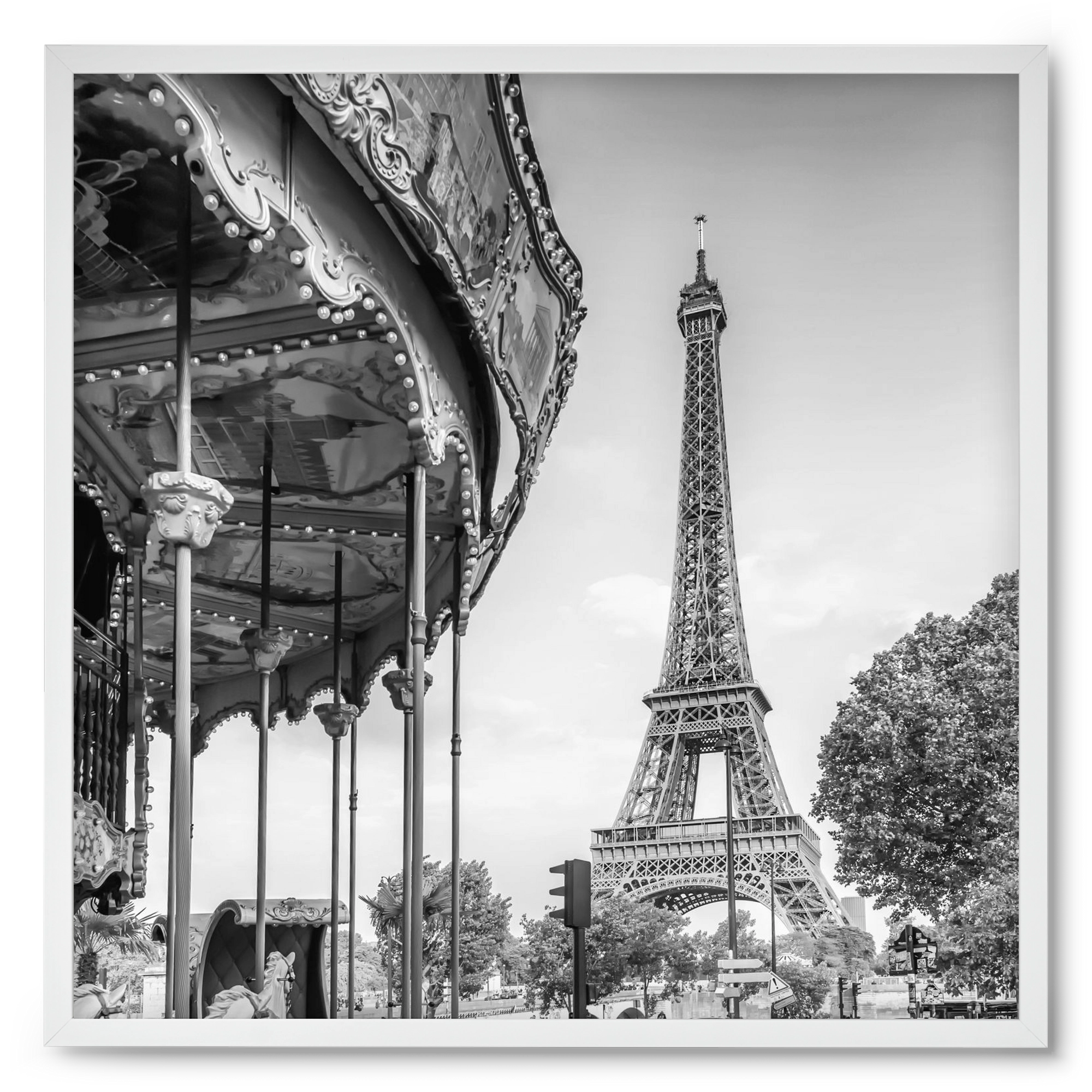 Typical Paris | monochrome, 50x50 cm (50x50 cm), Fehér keret