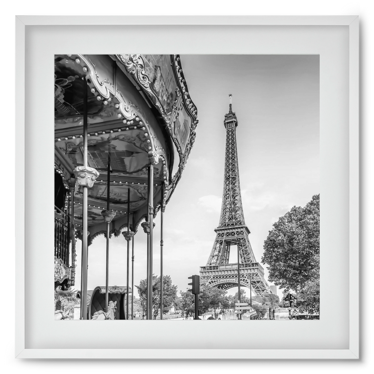 Typical Paris | monochrome, 50x50 cm (40x40 cm), Fehér keret, paszpartuval