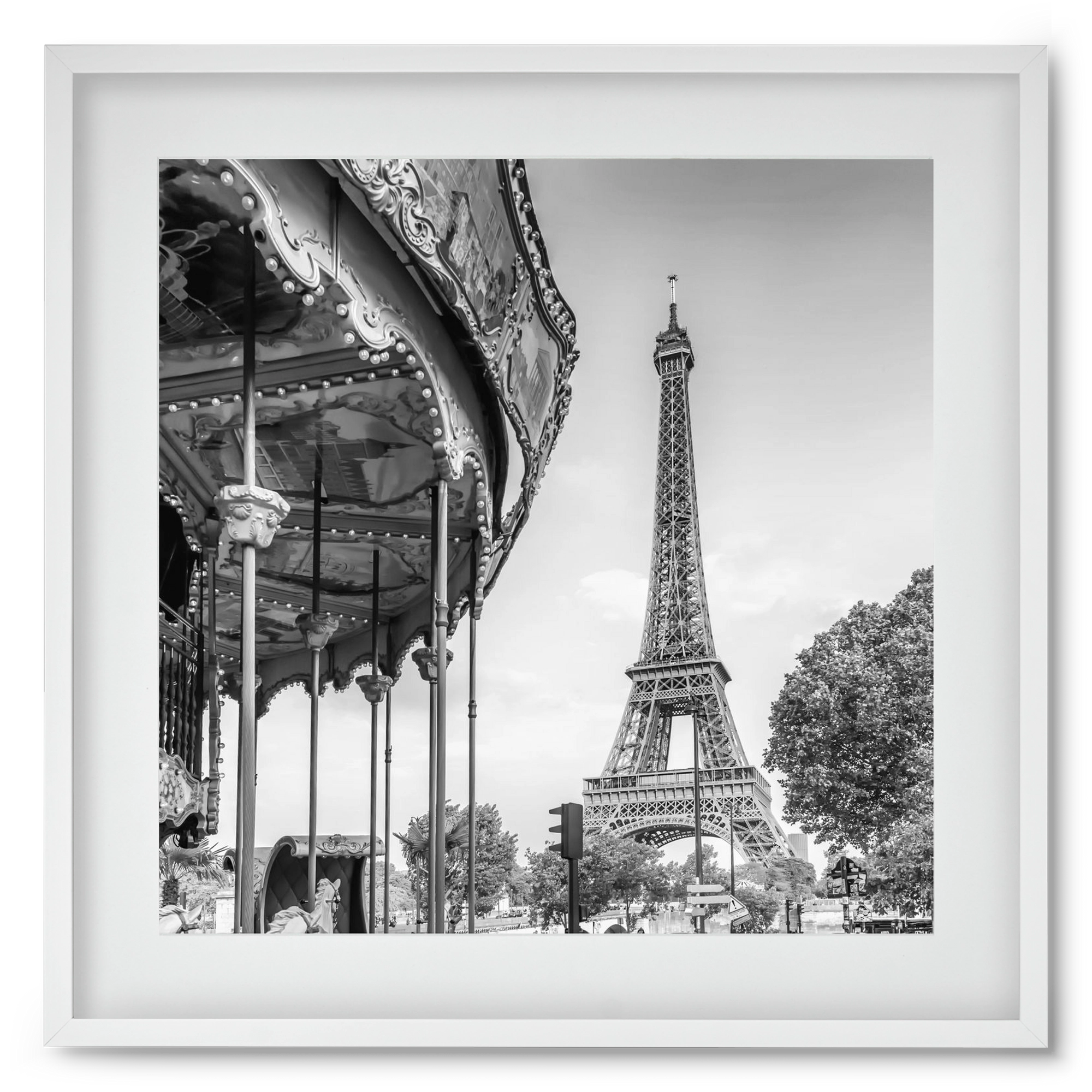 Typical Paris | monochrome, 50x50 cm (40x40 cm), Fehér keret, paszpartuval