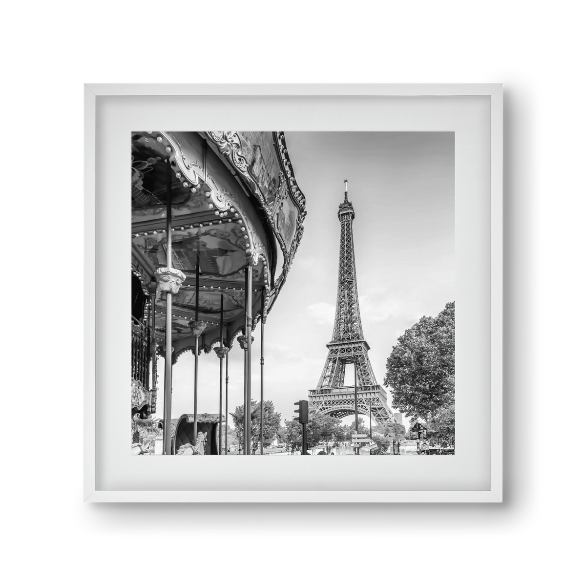 Typical Paris | monochrome, 30x30 cm (20x20 cm), Fehér keret, paszpartuval