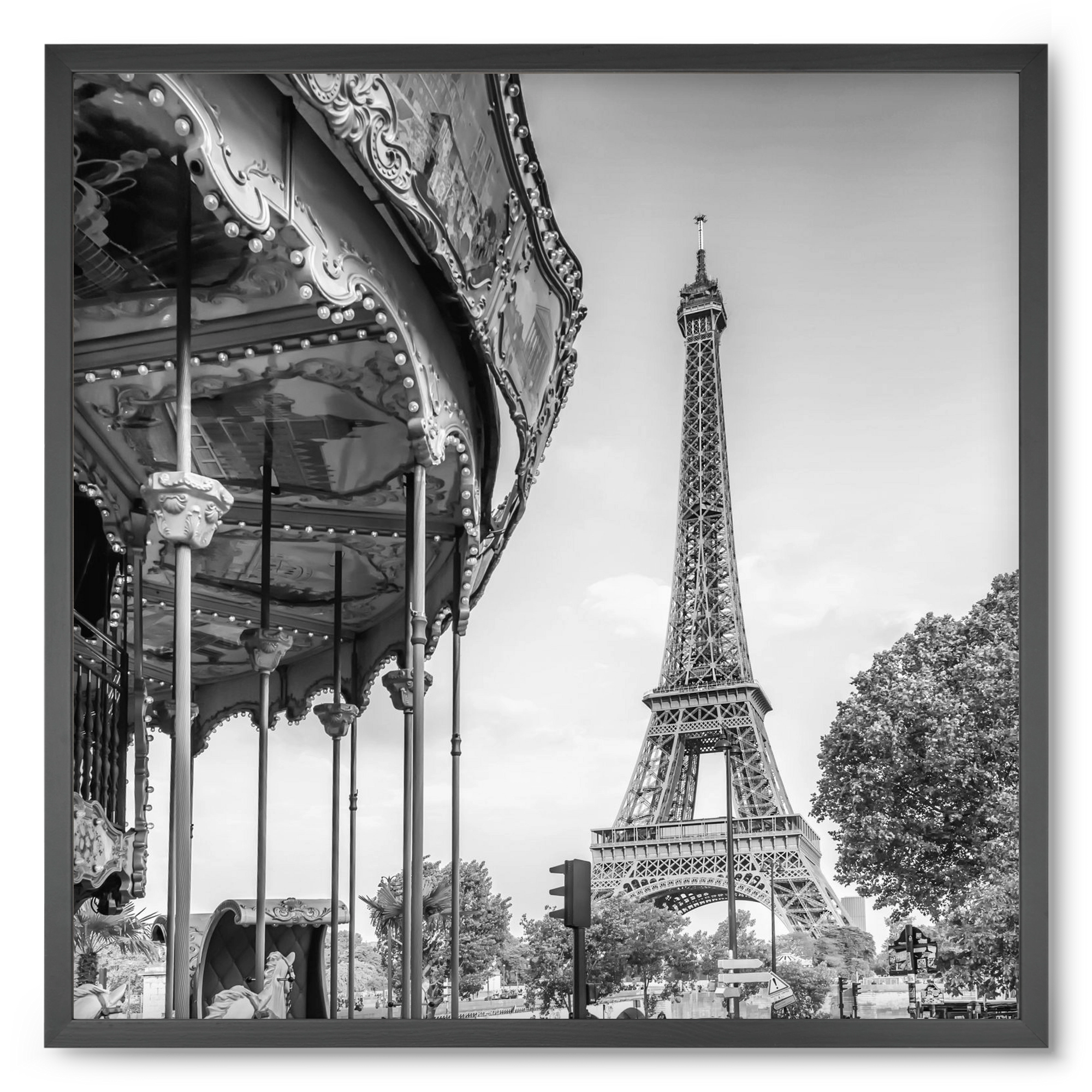 Typical Paris | monochrome, 50x50 cm (50x50 cm), Fekete keret