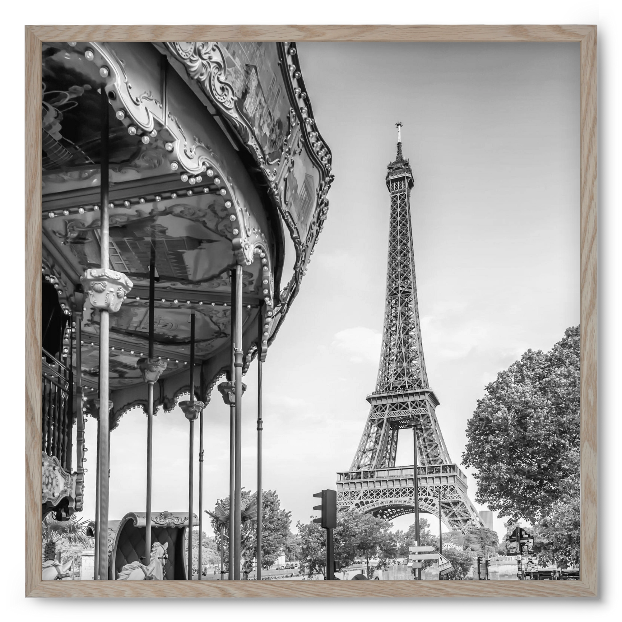 Typical Paris | monochrome, 50x50 cm (50x50 cm), Tölgy keret