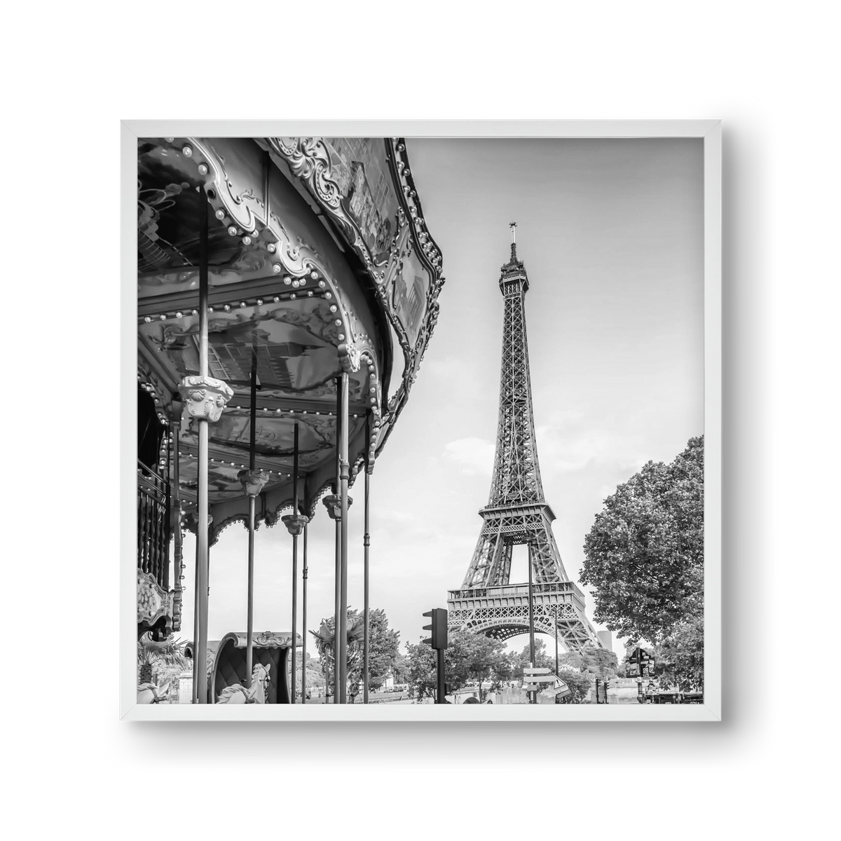 Typical Paris | monochrome, 30x30 cm (30x30 cm), Fehér keret