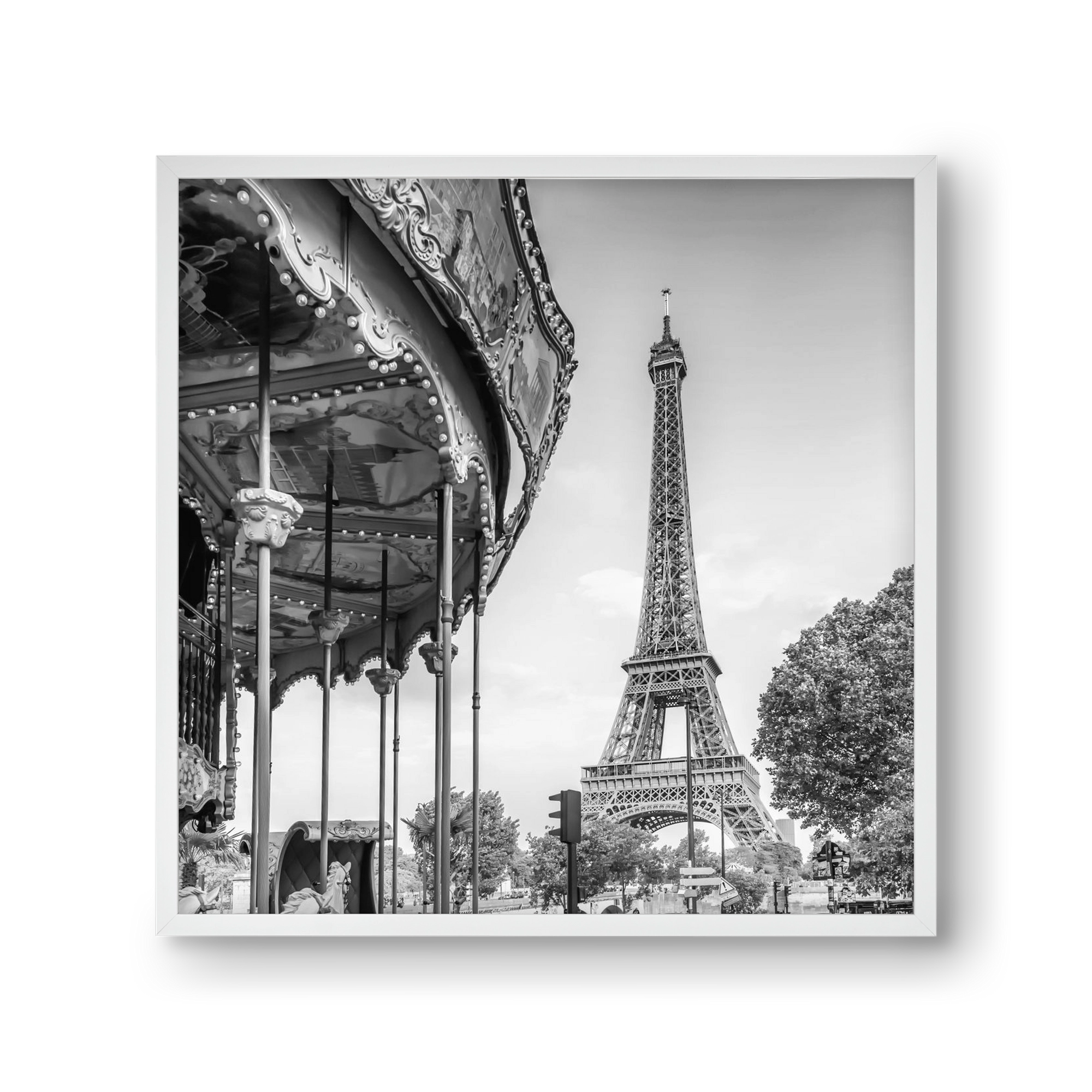 Typical Paris | monochrome, 30x30 cm (30x30 cm), Fehér keret