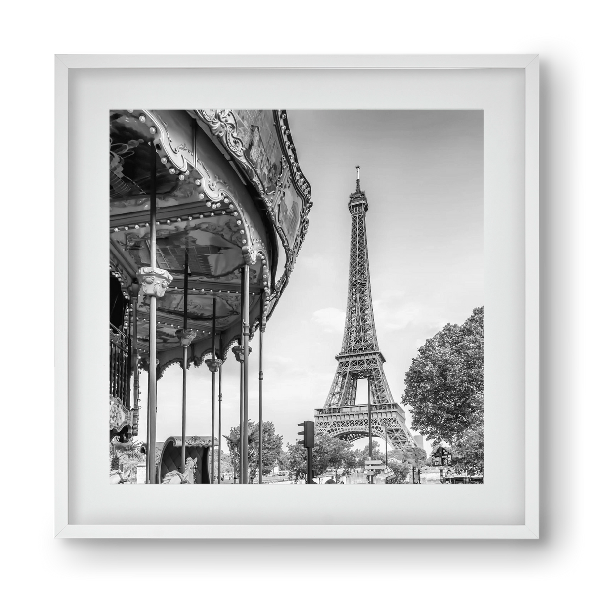Typical Paris | monochrome, 40x40 cm (30x30 cm), Fehér keret, paszpartuval
